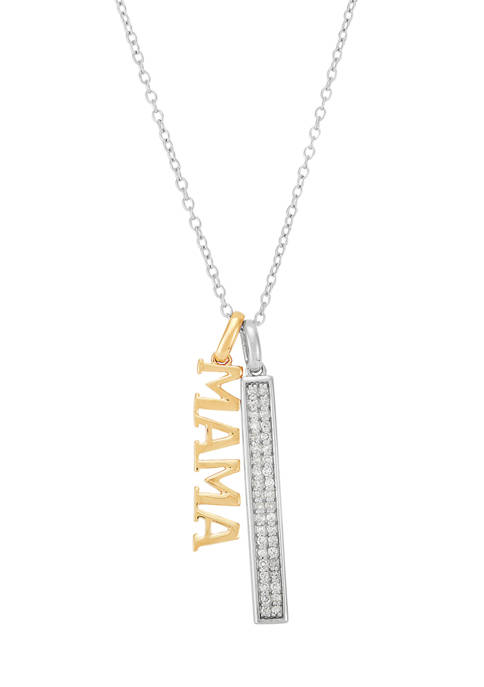 1/6 ct. t.w. Diamond Drop Pendant Necklace in Sterling Silver and 10K Yellow Gold