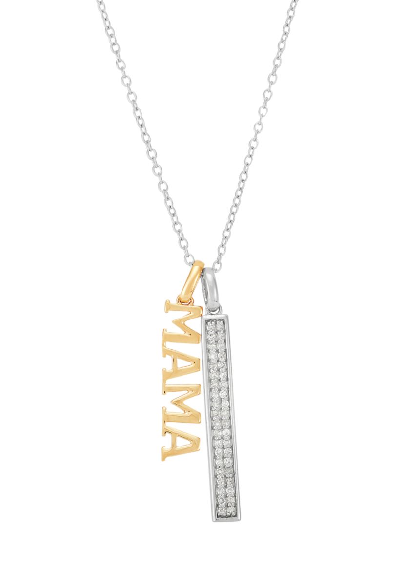 1/6 ct. t.w. Diamond Drop Pendant Necklace in Sterling Silver and 10K Yellow Gold