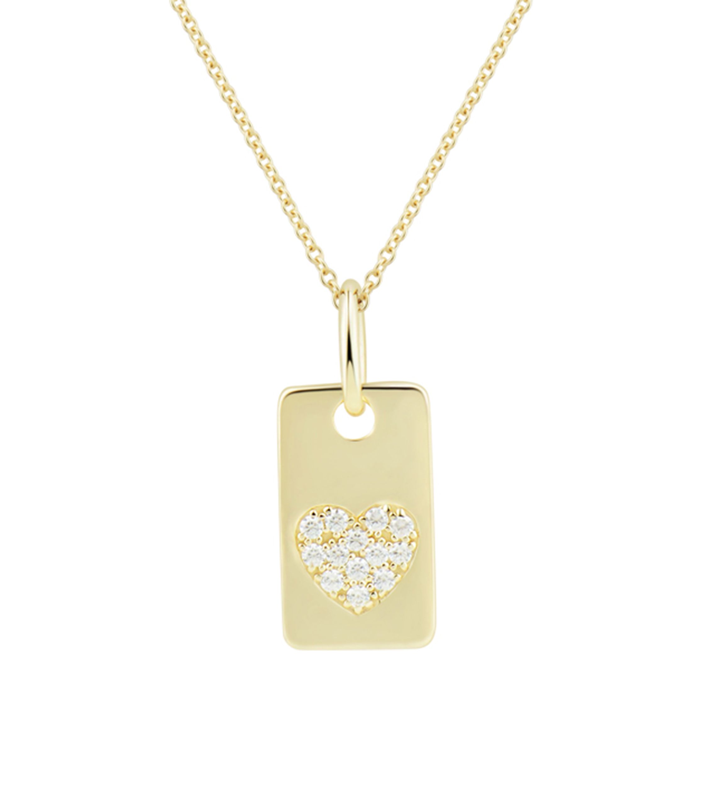 1/10 ct. t.w. Diamond Heart Necklace in 10K Yellow Gold with 17" Cable Chain
