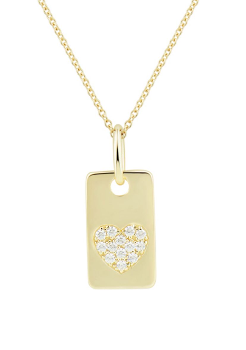1/10 ct. t.w. Diamond Heart Necklace in 10K Yellow Gold with 17" Cable Chain