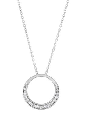 Belk & Co 1/4 ct. t.w. Lab Created Diamond Circle Pendant Necklace with 18" Cable Chain in Sterling Silver