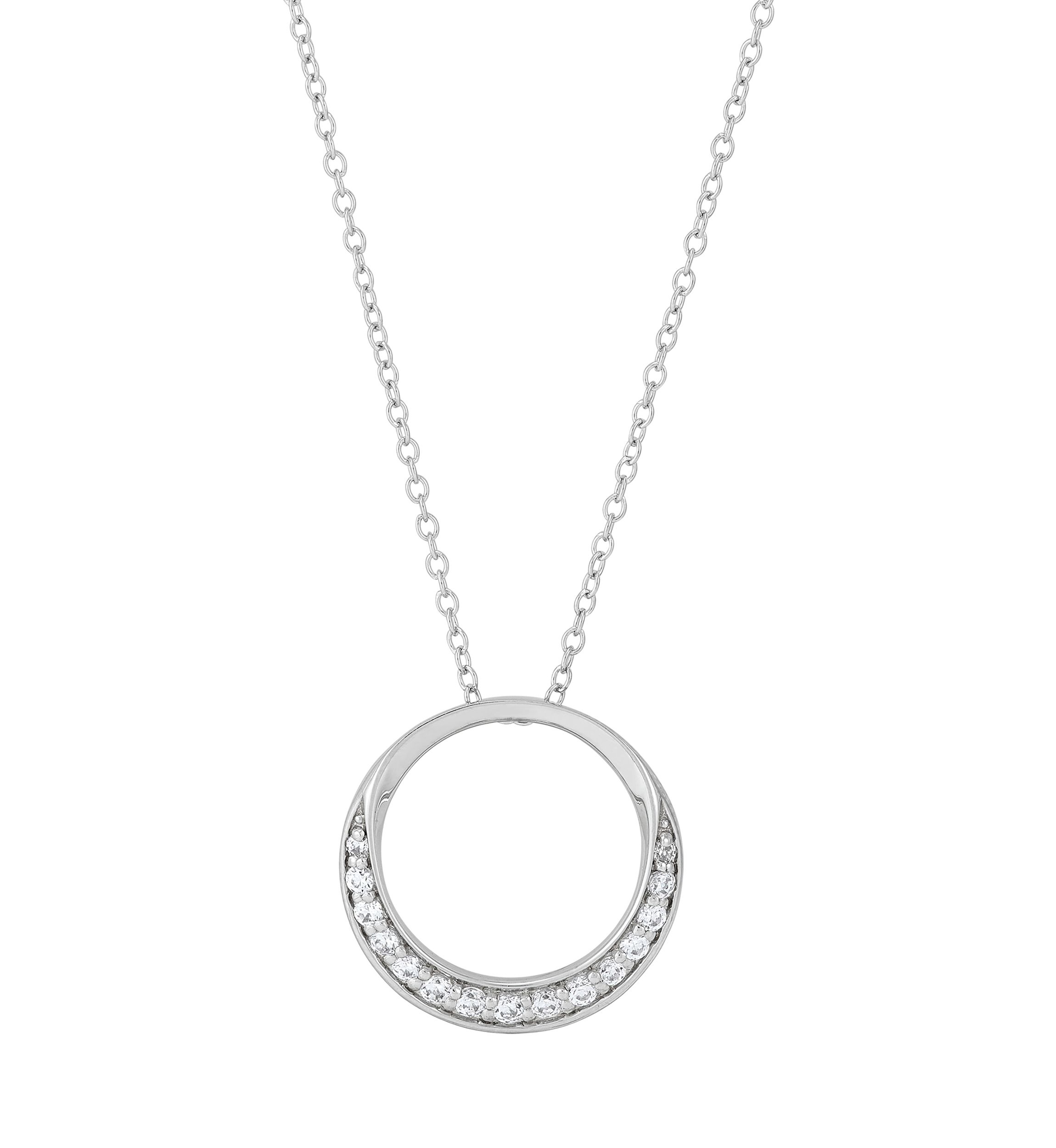 1/4 ct. t.w. Lab Created Diamond Circle Pendant Necklace with 18" Cable Chain in Sterling Silver