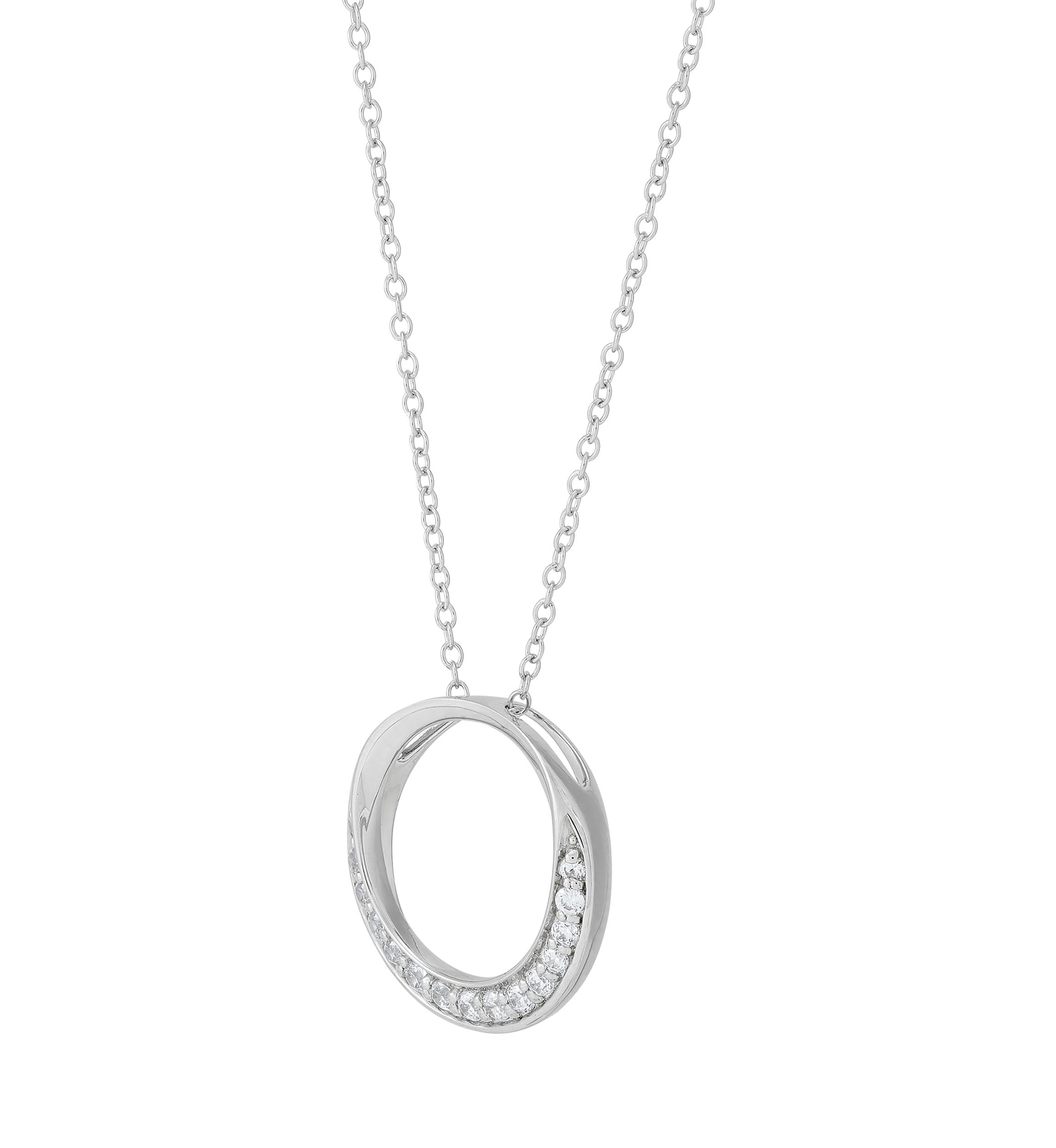 1/4 ct. t.w. Lab Created Diamond Circle Pendant Necklace with 18" Cable Chain in Sterling Silver