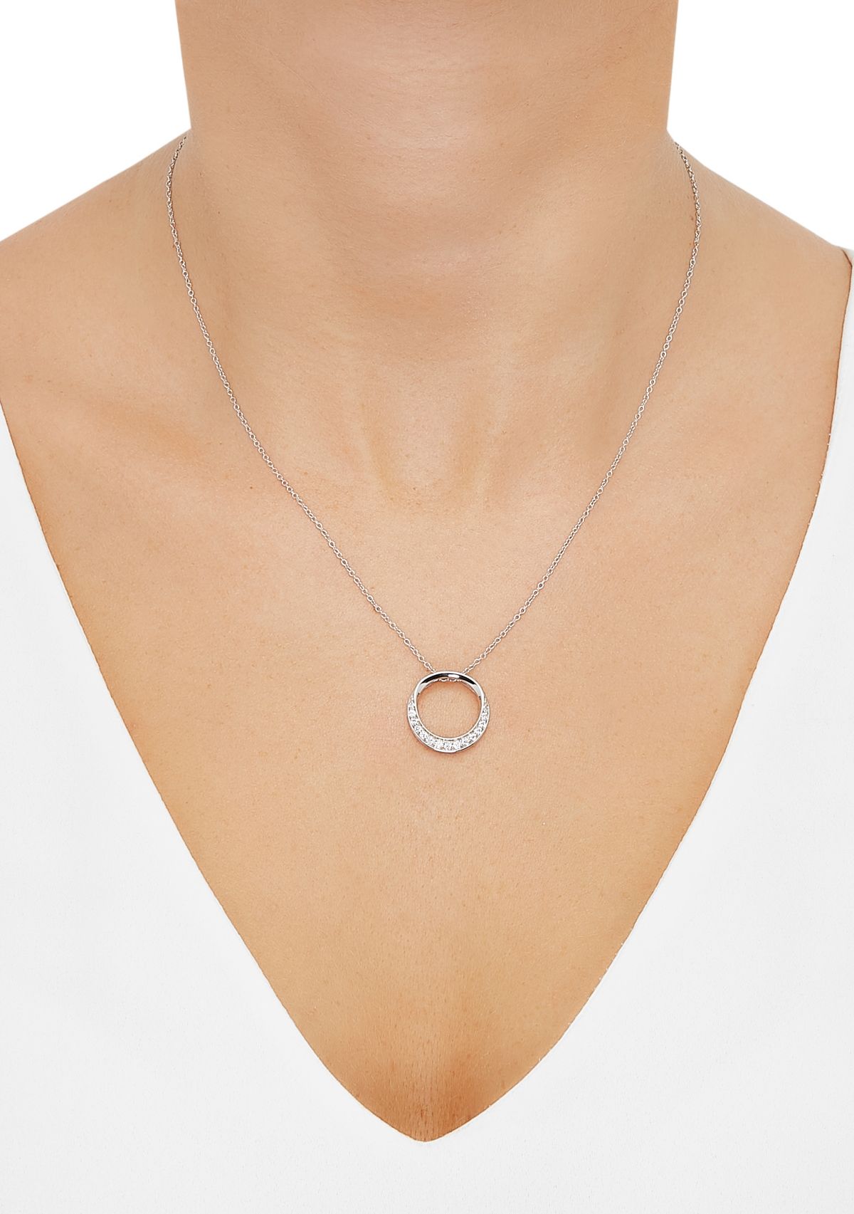 1/4 ct. t.w. Lab Created Diamond Circle Pendant Necklace with 18" Cable Chain in Sterling Silver