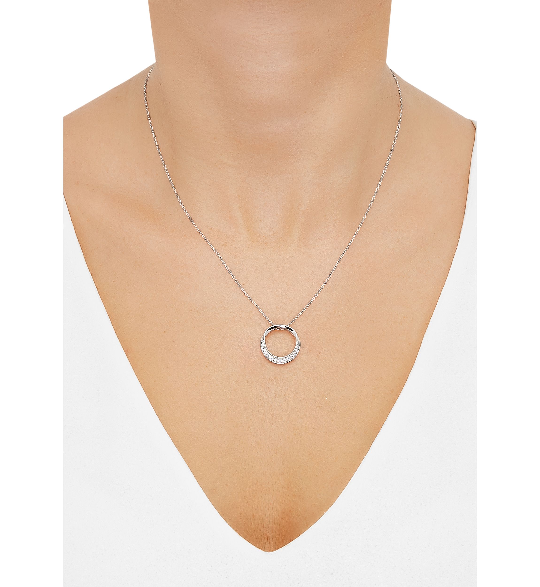 1/4 ct. t.w. Lab Created Diamond Circle Pendant Necklace with 18" Cable Chain in Sterling Silver