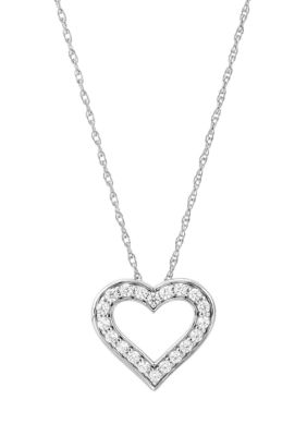 Belk & Co 1/4 ct. t.w. Lab Created Diamond Heart Pendant Necklace with 18"" Rope Chain in 10K White Gold -  5400453DA4751LD22DG0