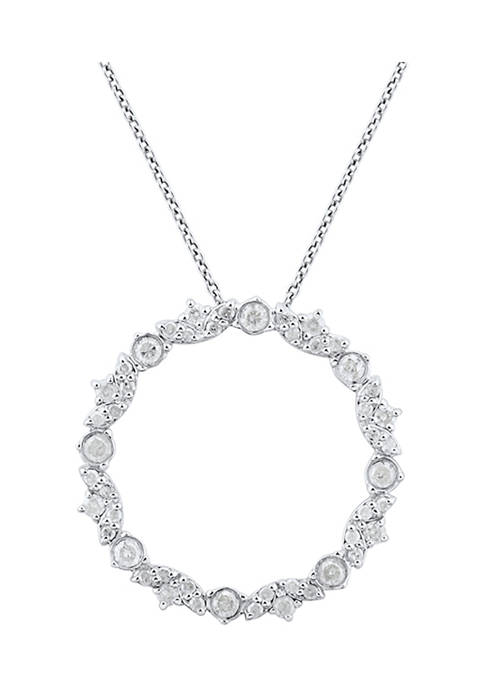  1/2 ct. t.w. Diamond Pendant with 18 Inch Cable Chain Necklace in Sterling Silver 