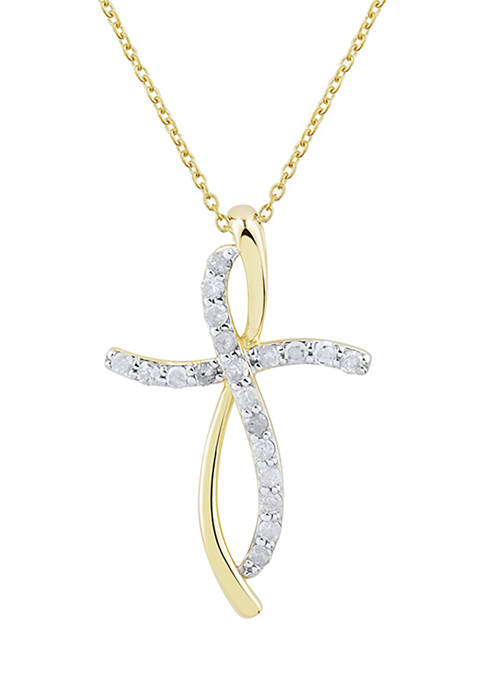 1/4 ct. t.w. Diamond Pendant with 18 Inch Rope Chain in 10K Yellow Gold