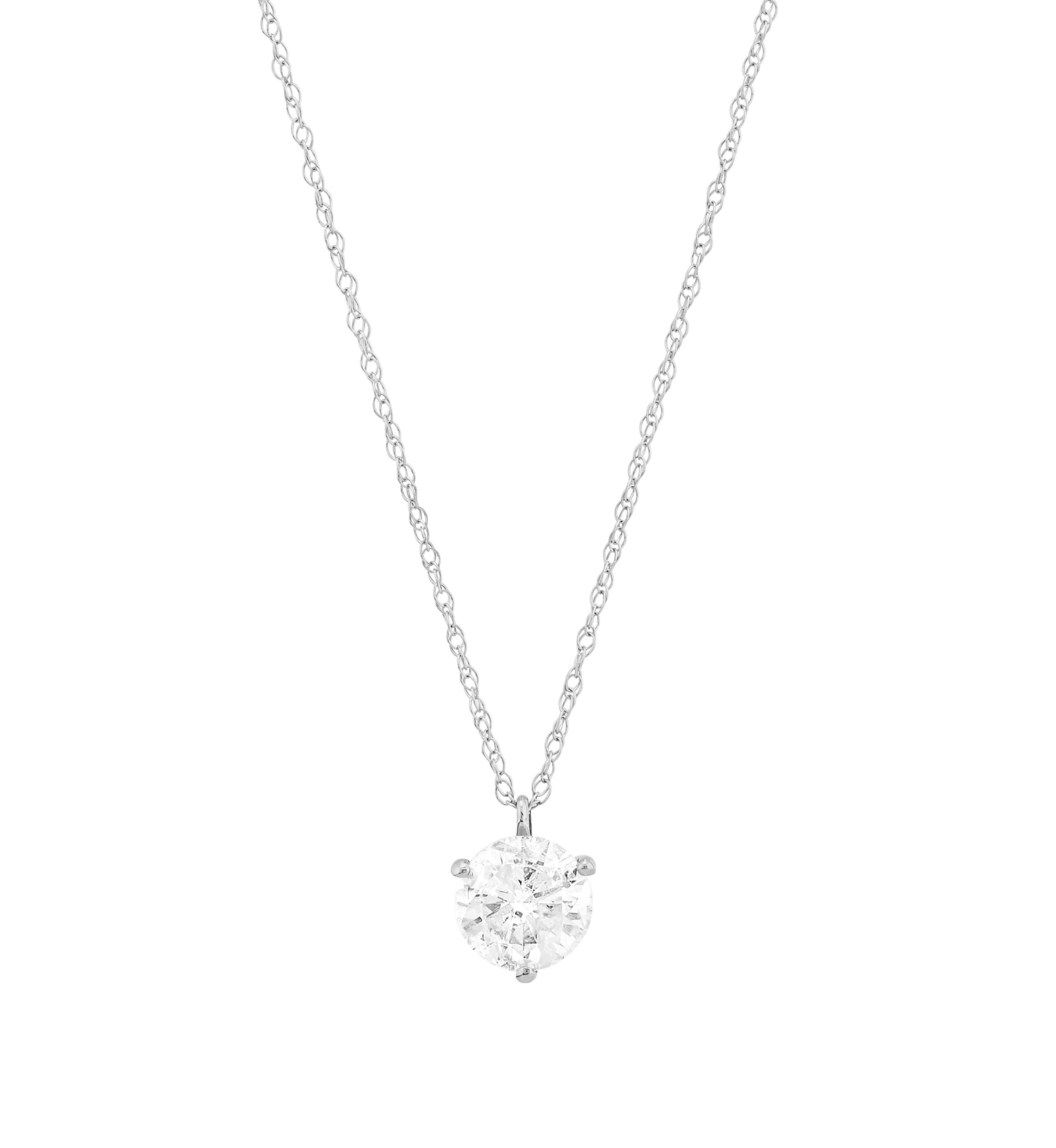 1 ct. t.w. Diamond Necklace in 14K White Gold with 18" Rope Chain