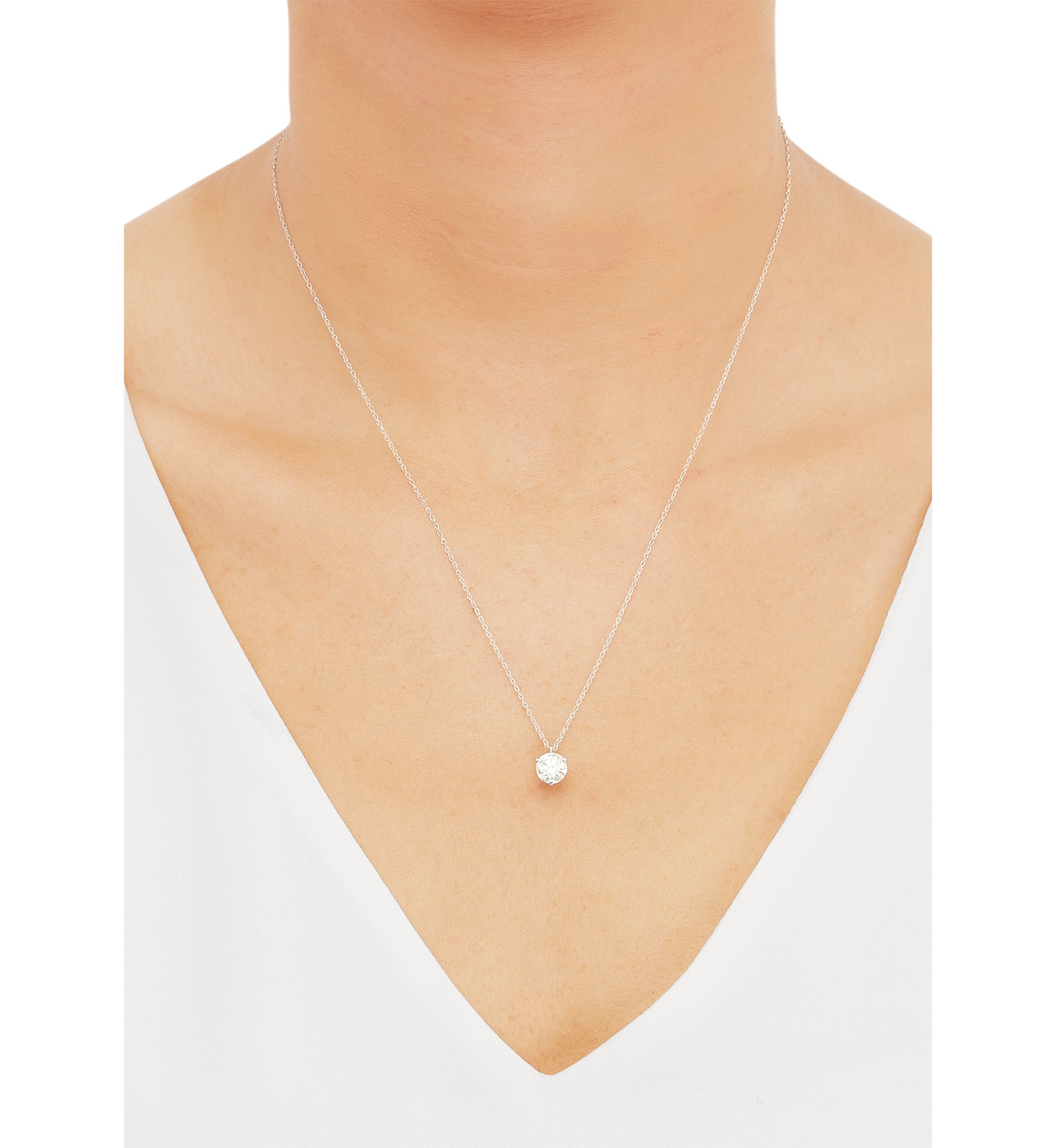 1 ct. t.w. Diamond Necklace in 14K White Gold with 18" Rope Chain