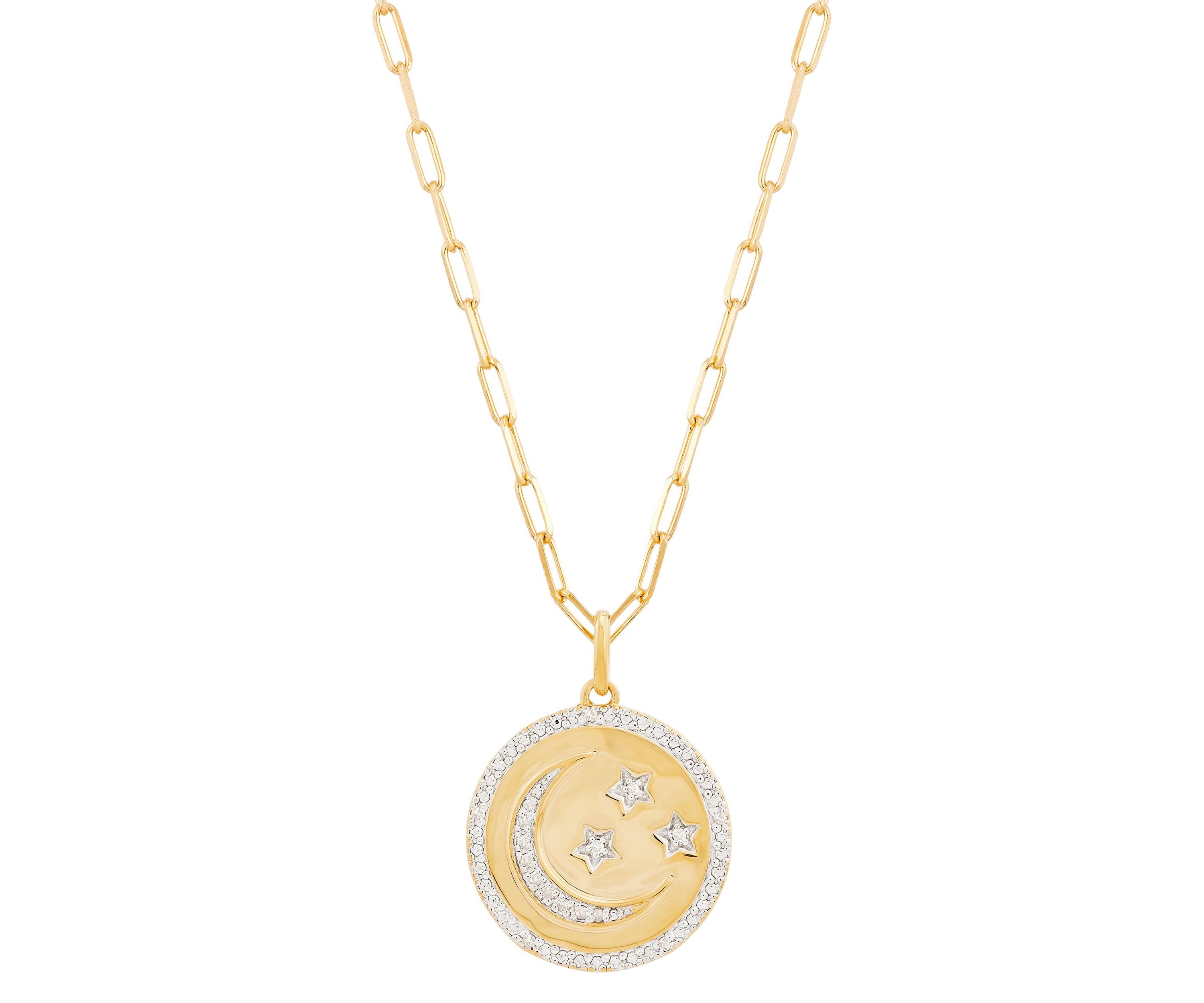 1/10 ct. t.w. Diamond Pendant Necklace with 20" Paperclip Chain in Gold over Sterling Silver
