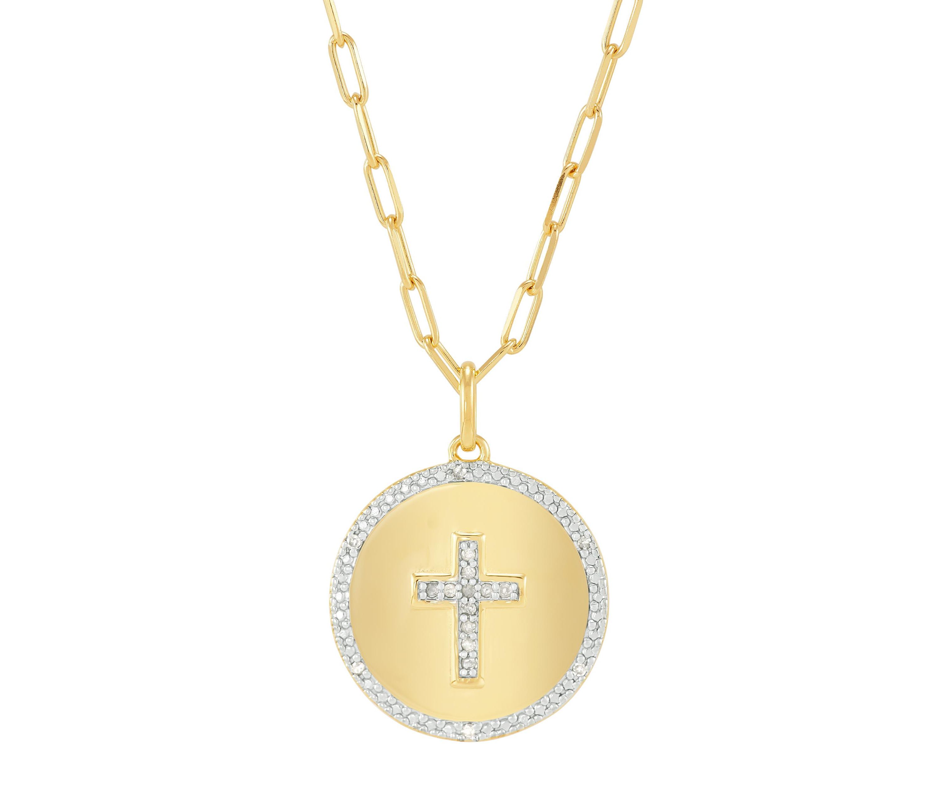1/10 ct. t.w. Circle Pendant Necklace with 20" Paperclip Chain in Gold over Sterling Silver