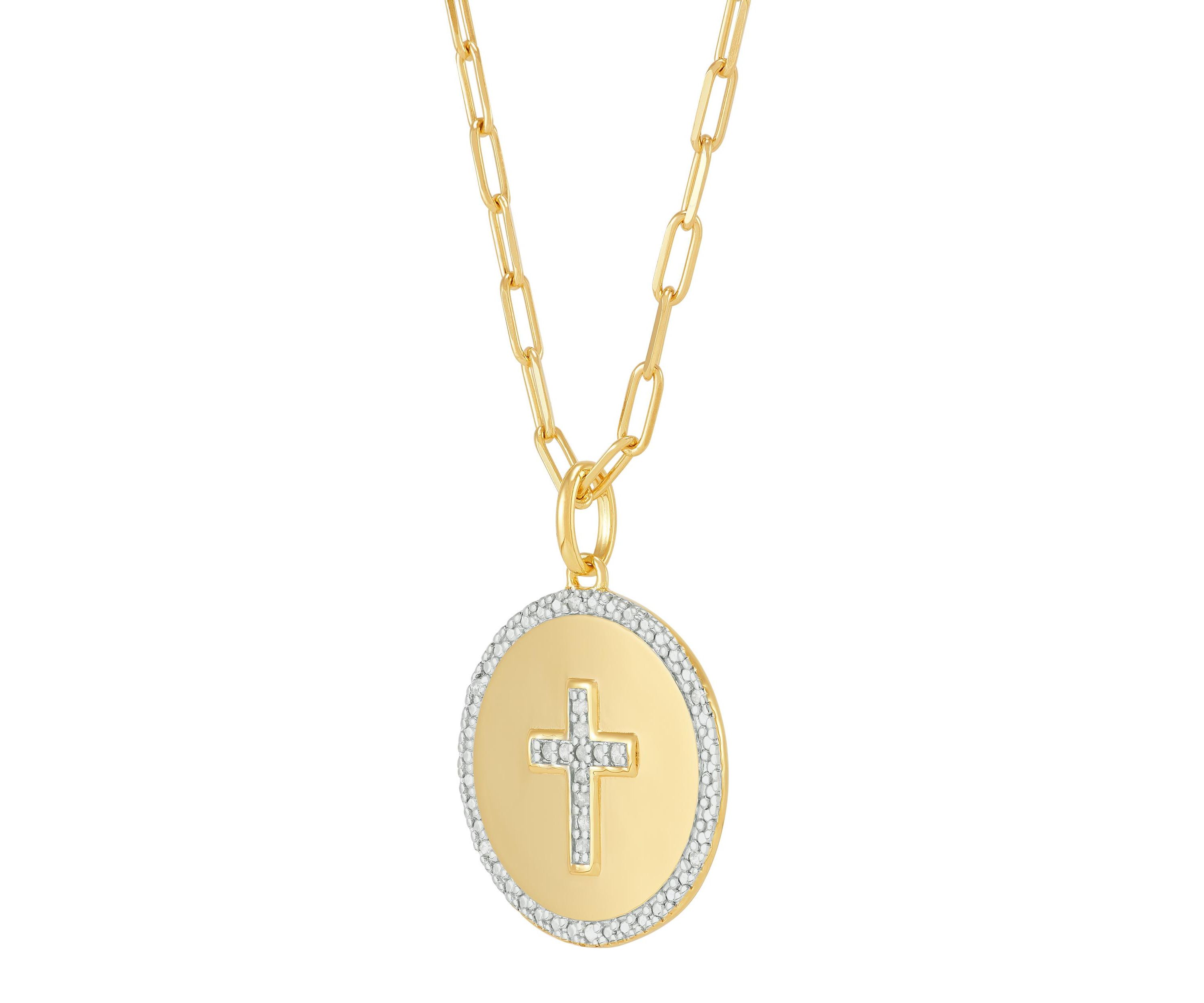 1/10 ct. t.w. Circle Pendant Necklace with 20" Paperclip Chain in Gold over Sterling Silver