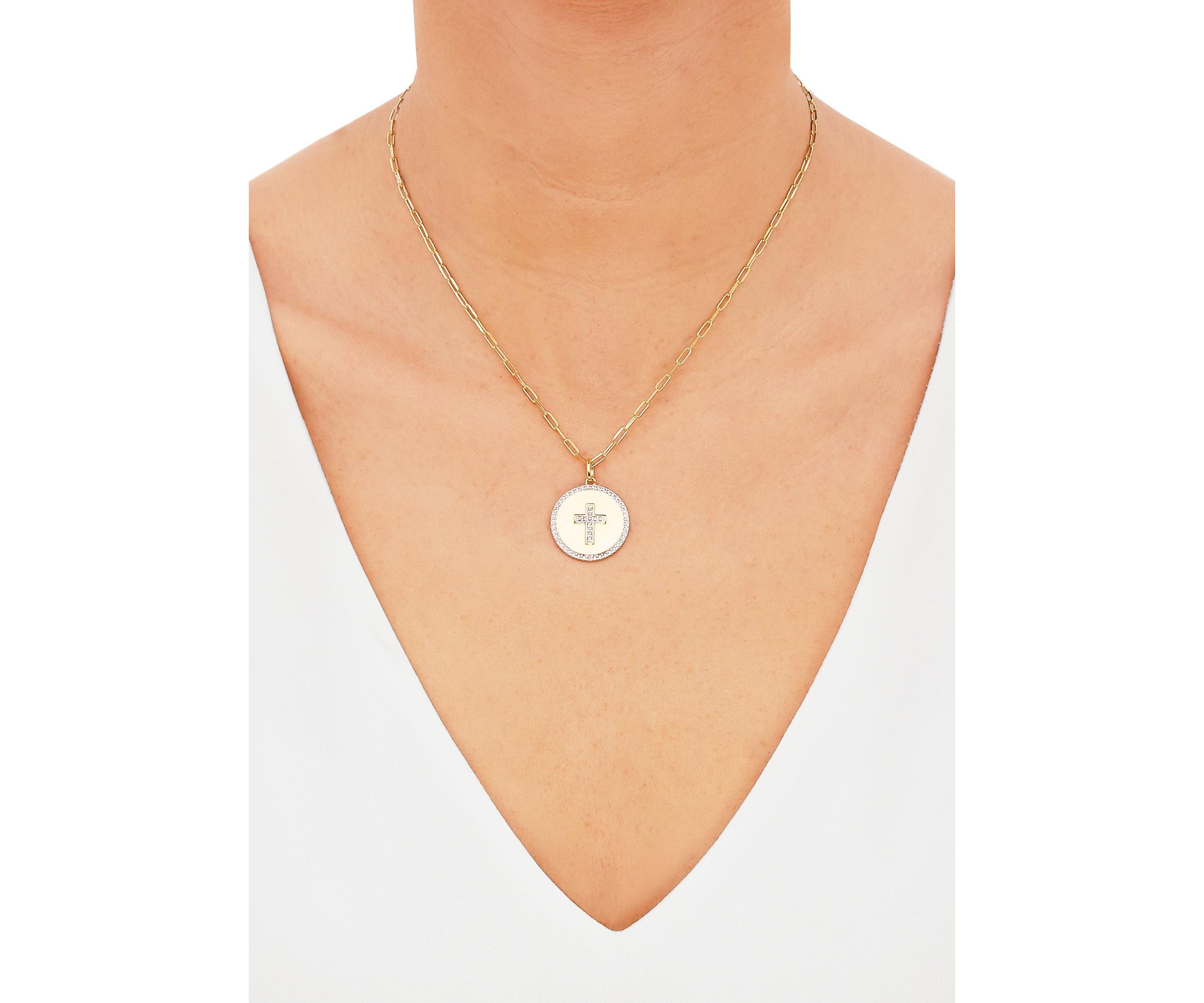 1/10 ct. t.w. Circle Pendant Necklace with 20" Paperclip Chain in Gold over Sterling Silver