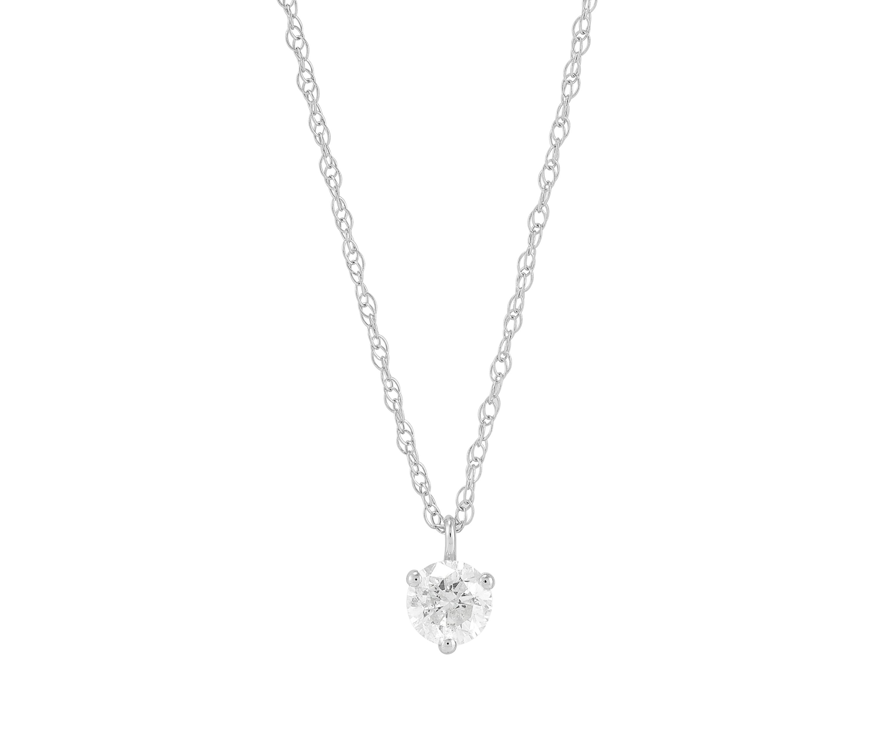 1/4 ct. t.w. Diamond Solitaire Necklace in 14K White Gold with 18" Rope Chain