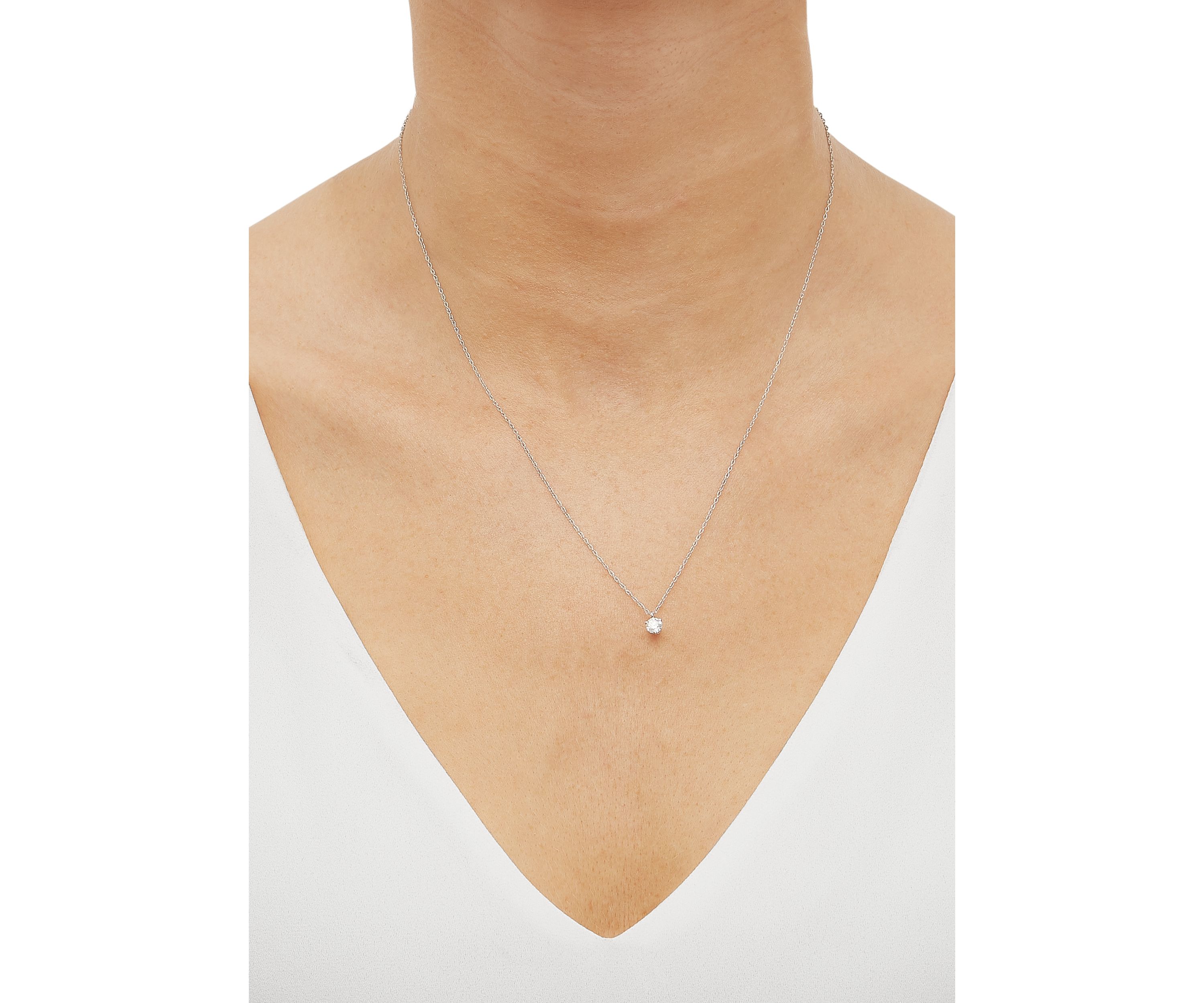 1/4 ct. t.w. Diamond Solitaire Necklace in 14K White Gold with 18" Rope Chain