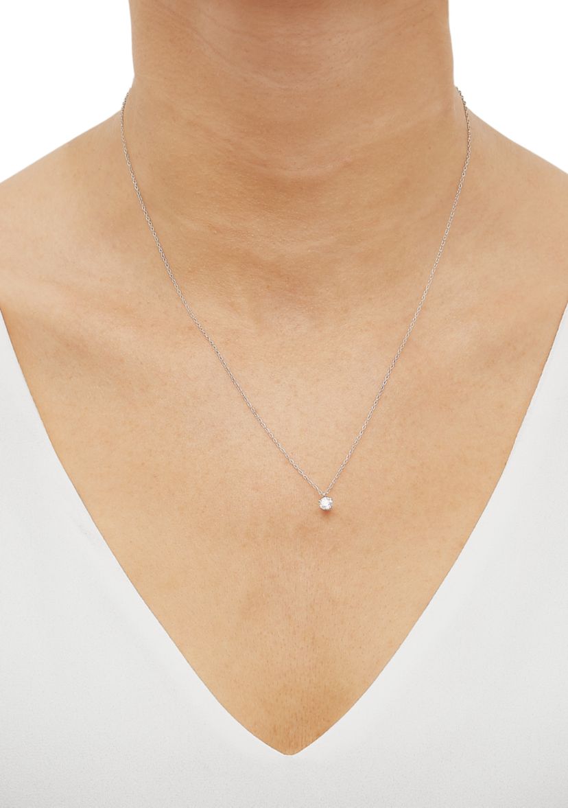 1/4 ct. t.w. Diamond Solitaire Necklace in 14K White Gold with 18" Rope Chain