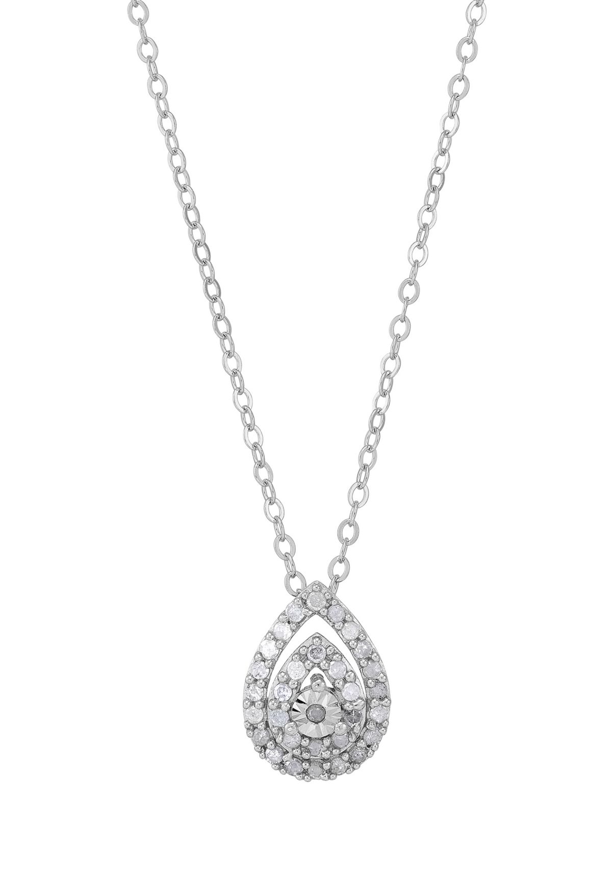 1/4  ct. t.w. Pear Shape Diamond Pendant Necklace with 18" Cable Chain in Sterling Silver 