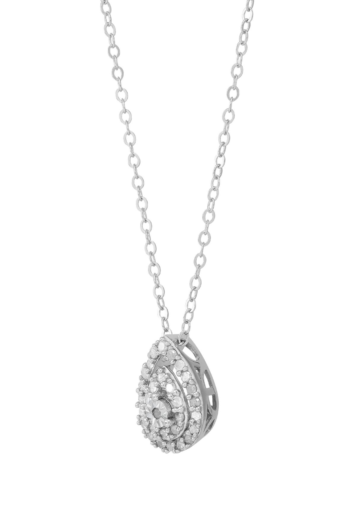 1/4  ct. t.w. Pear Shape Diamond Pendant Necklace with 18" Cable Chain in Sterling Silver 