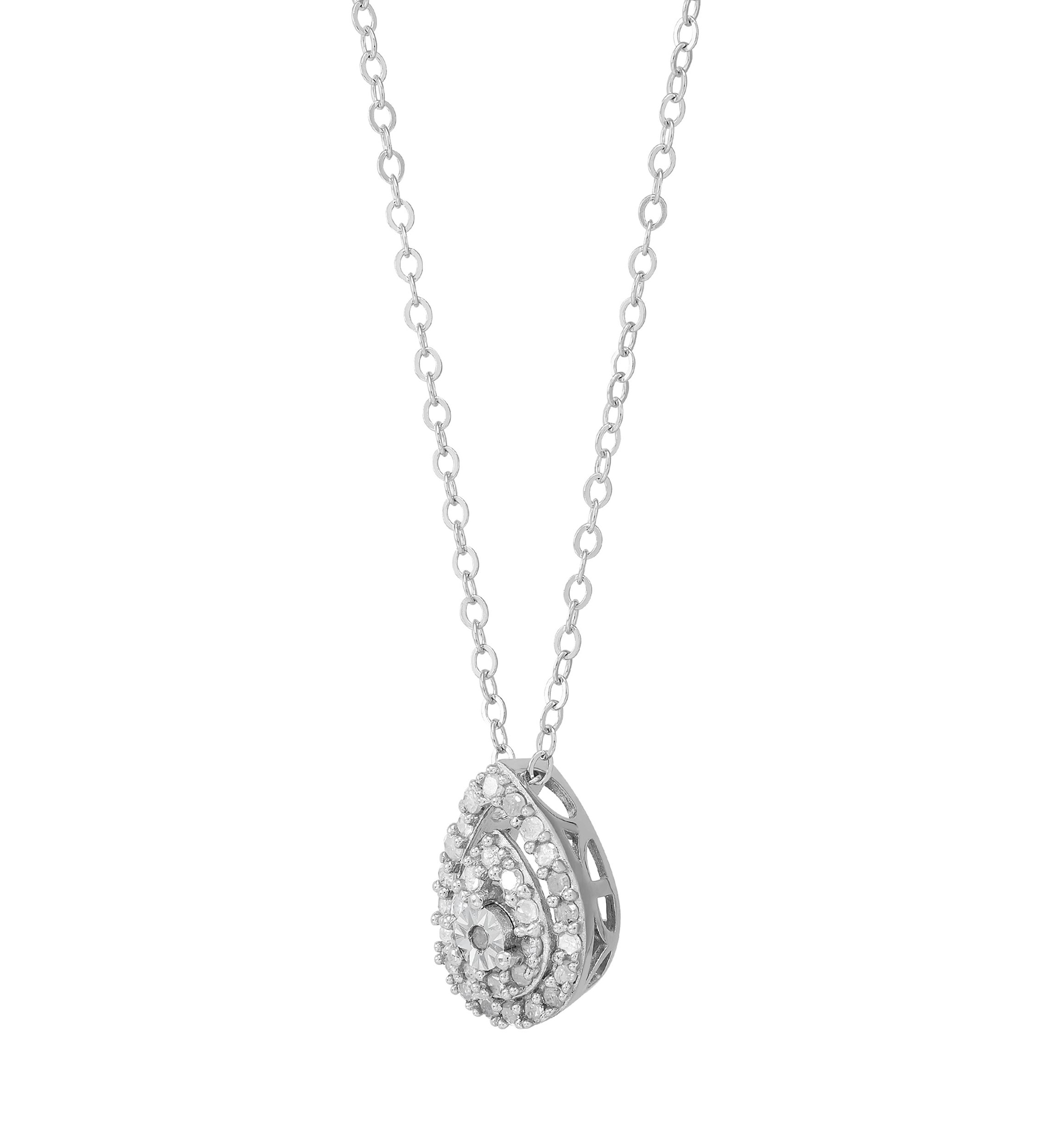 1/4  ct. t.w. Pear Shape Diamond Pendant Necklace with 18" Cable Chain in Sterling Silver 