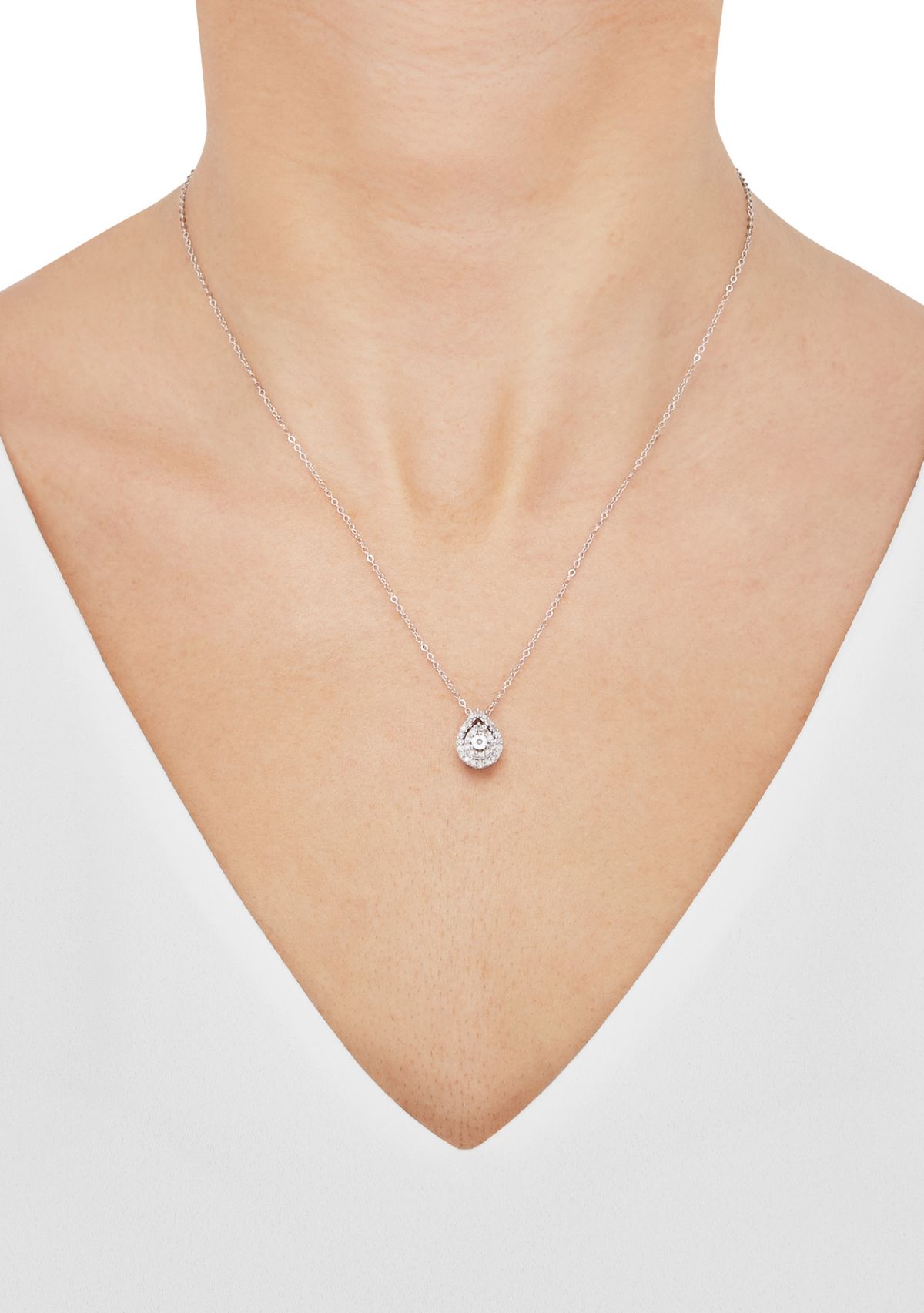 1/4  ct. t.w. Pear Shape Diamond Pendant Necklace with 18" Cable Chain in Sterling Silver 