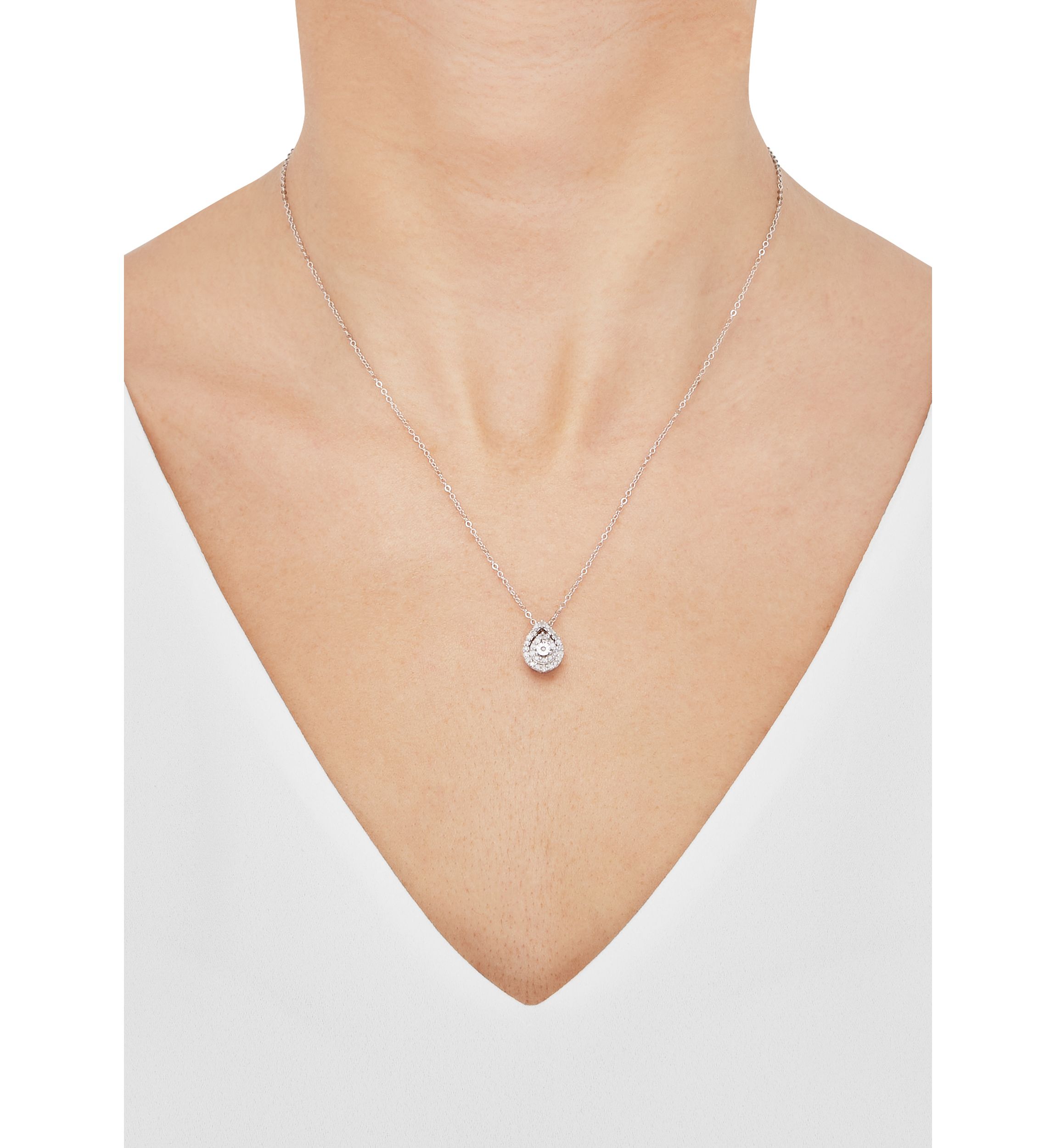 1/4  ct. t.w. Pear Shape Diamond Pendant Necklace with 18" Cable Chain in Sterling Silver 