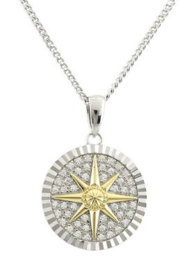 Belk & Co 1/4 ct. t.w. Diamond North Star Necklace with 18"" Curb Chain in Sterling Silver and 10K Yellow Gold -  5400453DA4956ZZA8LG0