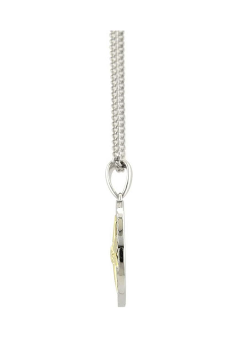 1/4 ct. t.w. Diamond North Star Necklace with 18" Curb Chain in Sterling Silver and 10K Yellow Gold