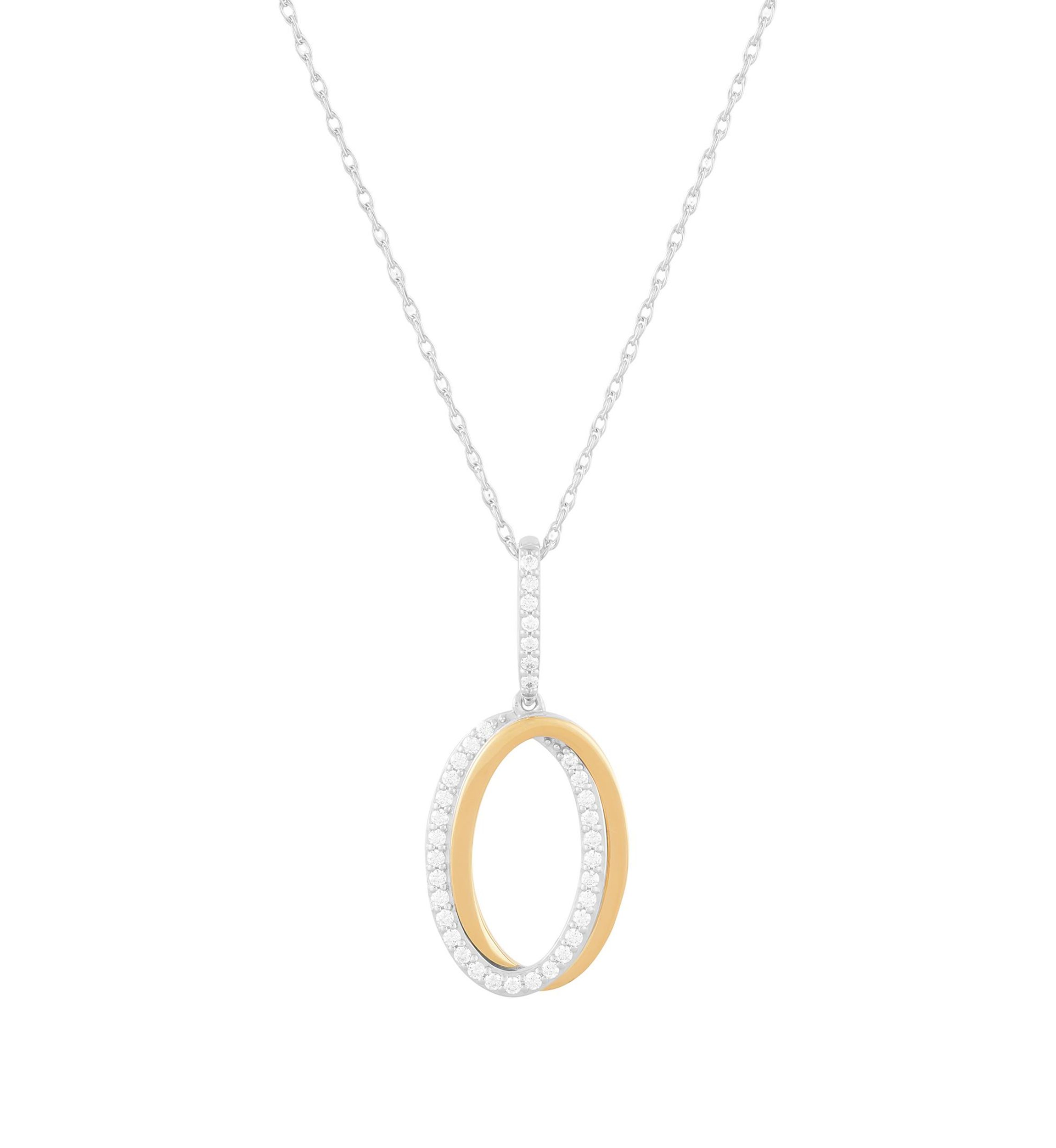 1/4 ct. t.w. Diamond Interlock Oval Pendant Necklace with 20" Cable Chain
