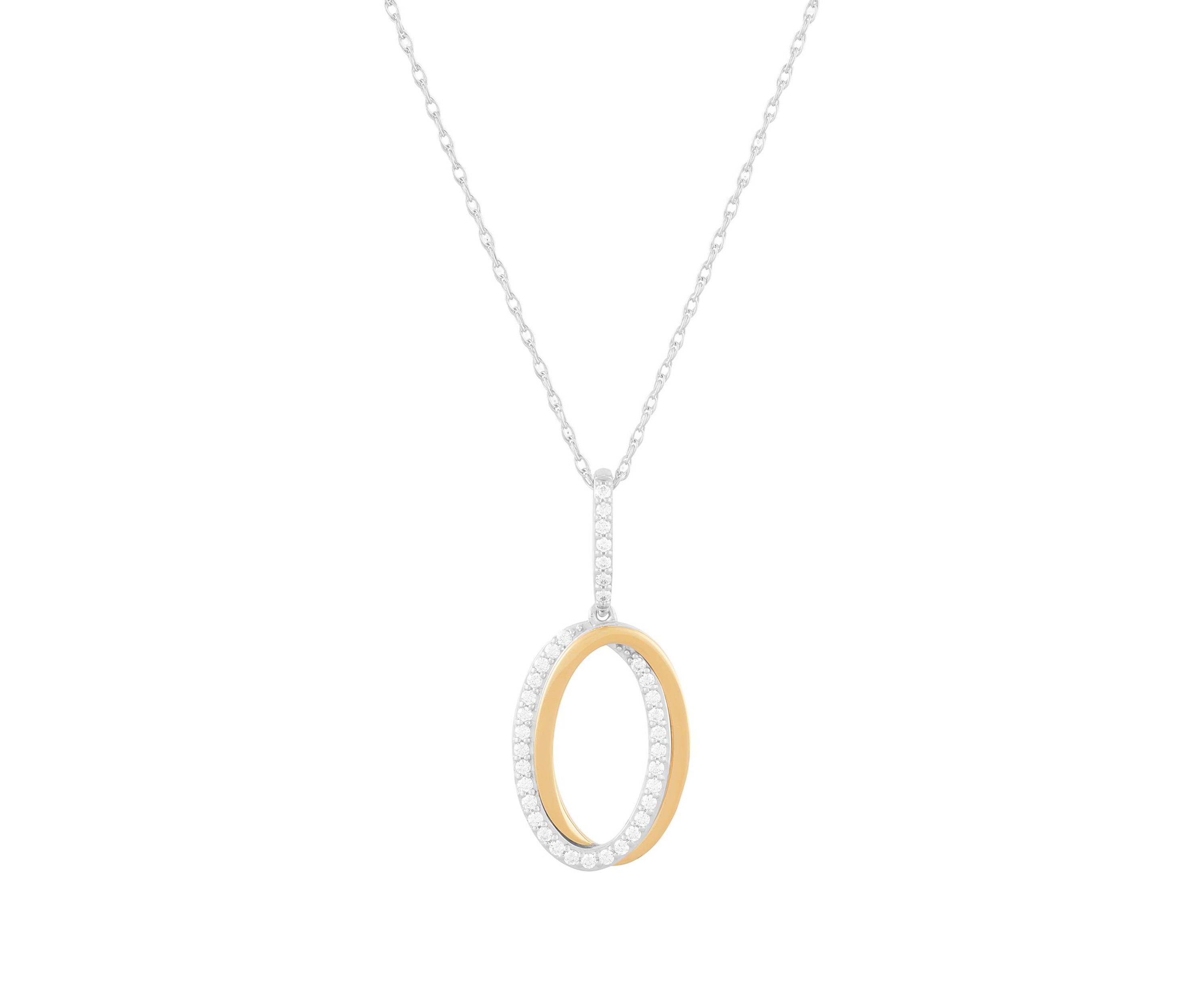 1/4 ct. t.w. Diamond Interlock Oval Pendant Necklace with 20" Cable Chain