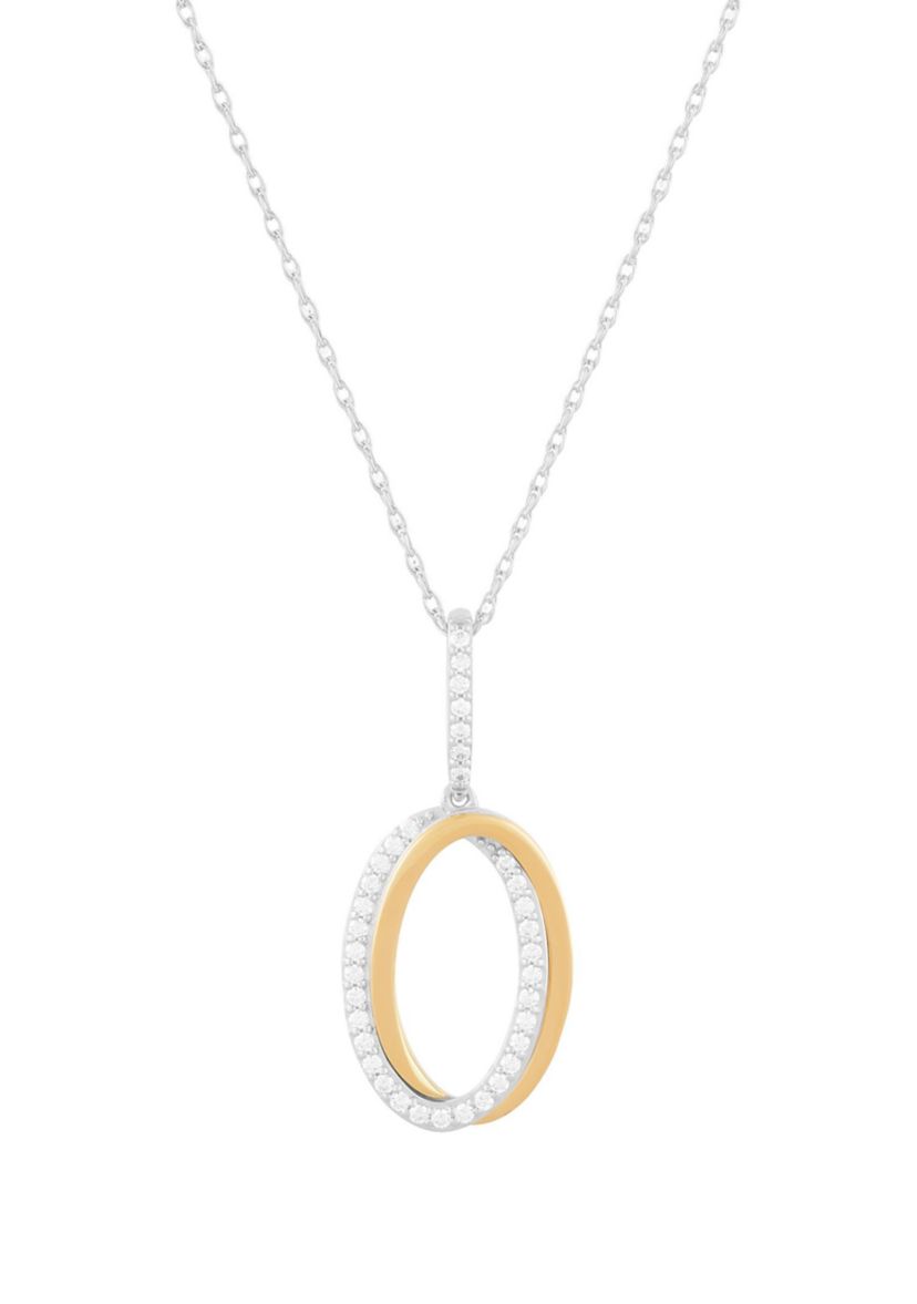 1/4 ct. t.w. Diamond Interlock Oval Pendant Necklace with 20" Cable Chain
