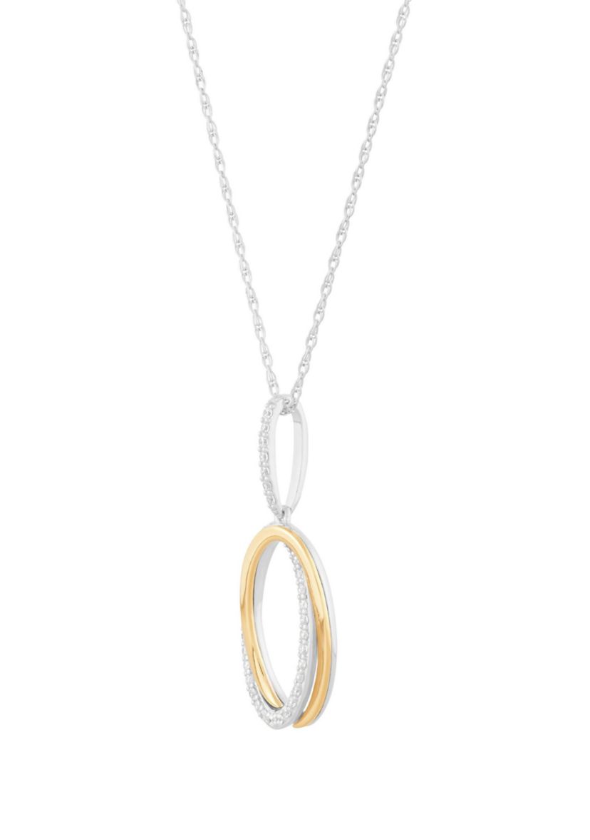 1/4 ct. t.w. Diamond Interlock Oval Pendant Necklace with 20" Cable Chain