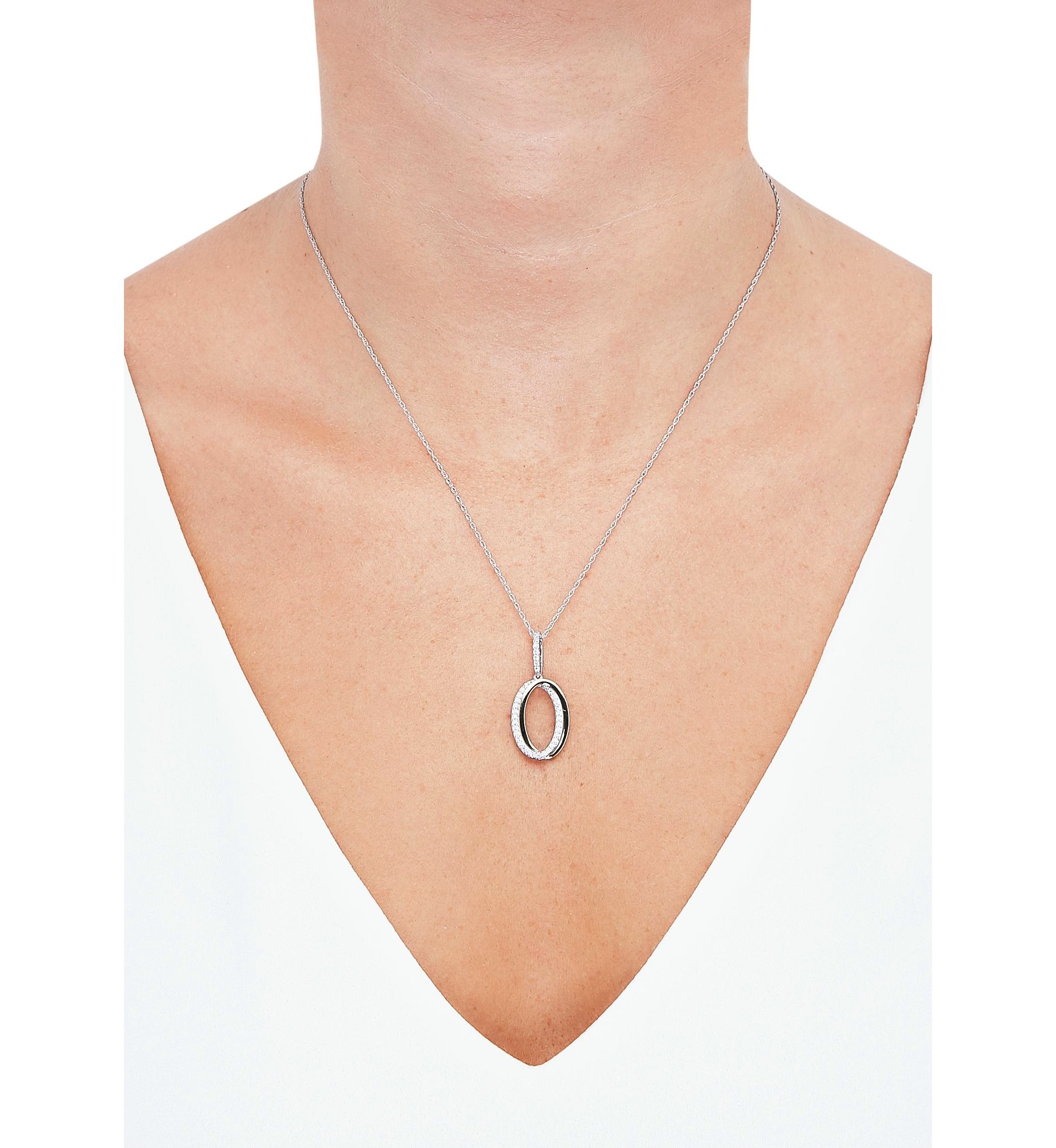 1/4 ct. t.w. Diamond Interlock Oval Pendant Necklace with 20" Cable Chain