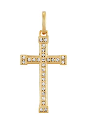 Belk & Co Men's 1/4 Ct. T.w. Lab Created Diamond Gents Cross Pendant Necklace With 18"" Curb Chain In 10K Yellow Gold