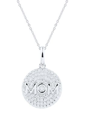 Belk & Co 1/4 ct. t.w. Diamond Mom Pendant with 18" Cable Chain in Sterling Silver, 18 in