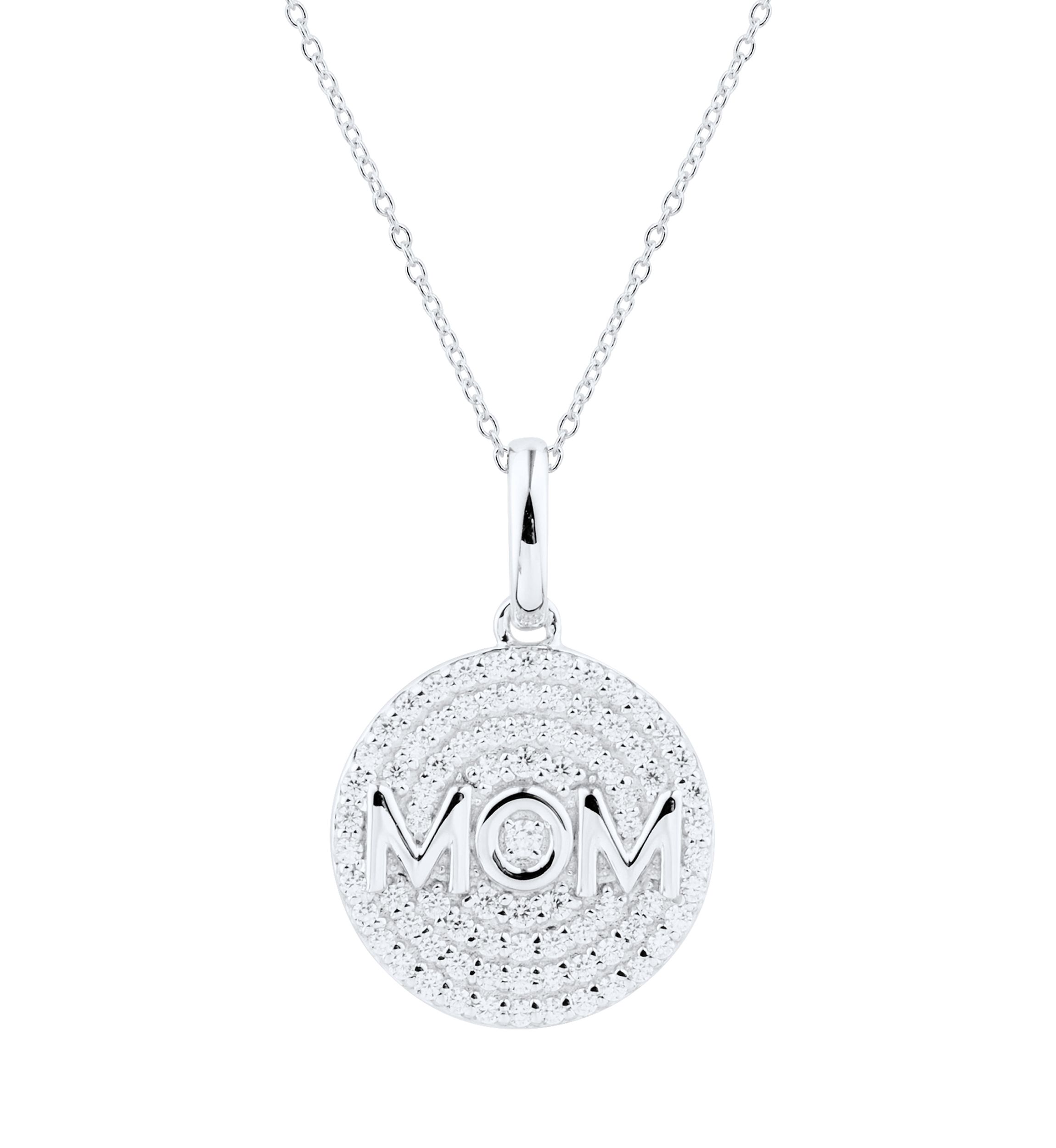 1/4 ct. t.w. Diamond Mom Pendant with 18" Cable Chain in Sterling Silver