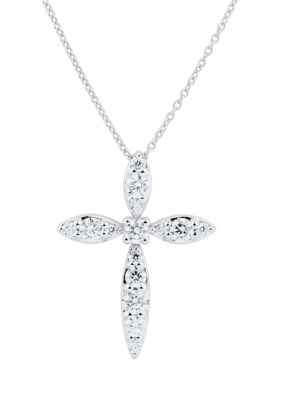 Belk & Co 1/2 Ct. T.w. Lab Created Diamond Cross Pendant Necklace With 18"" Cable Chain In Sterling Silver