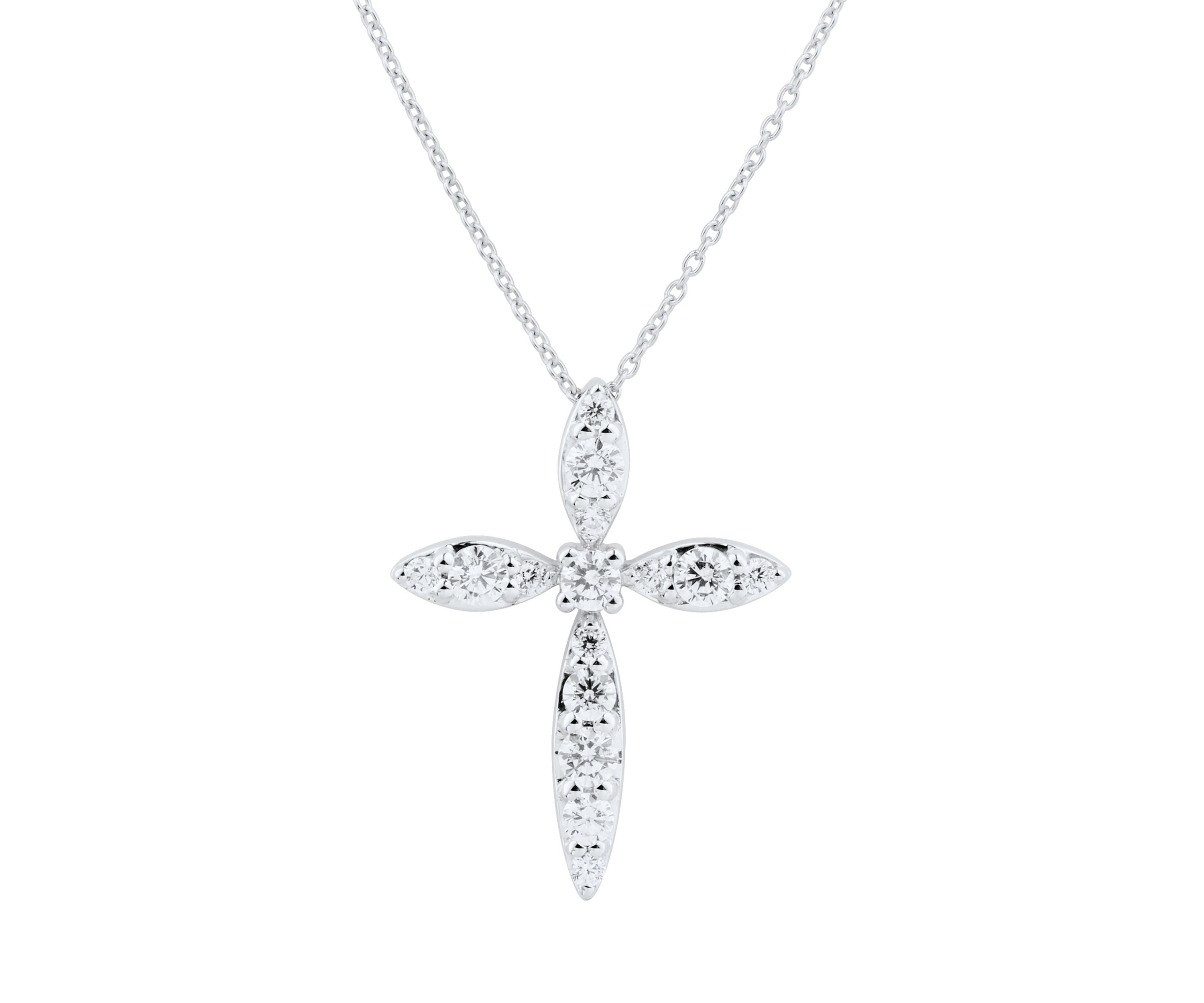 1/2 ct. t.w. Lab Created Diamond Cross Pendant Necklace with 18" Cable Chain in Sterling Silver