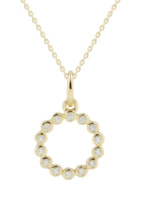 Belk & Co 1/10 Ct. T.w. Diamond Circle Pendant Necklace With 18"" Small Link In 10K Yellow Gold