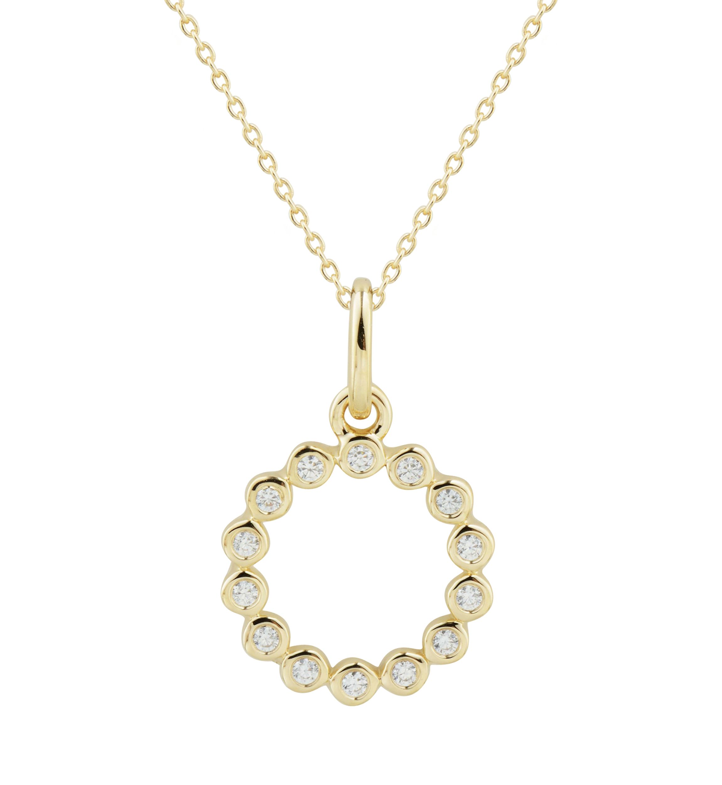 1/10 ct. t.w. Diamond Circle Pendant Necklace with 18" Small Link in 10K Yellow Gold