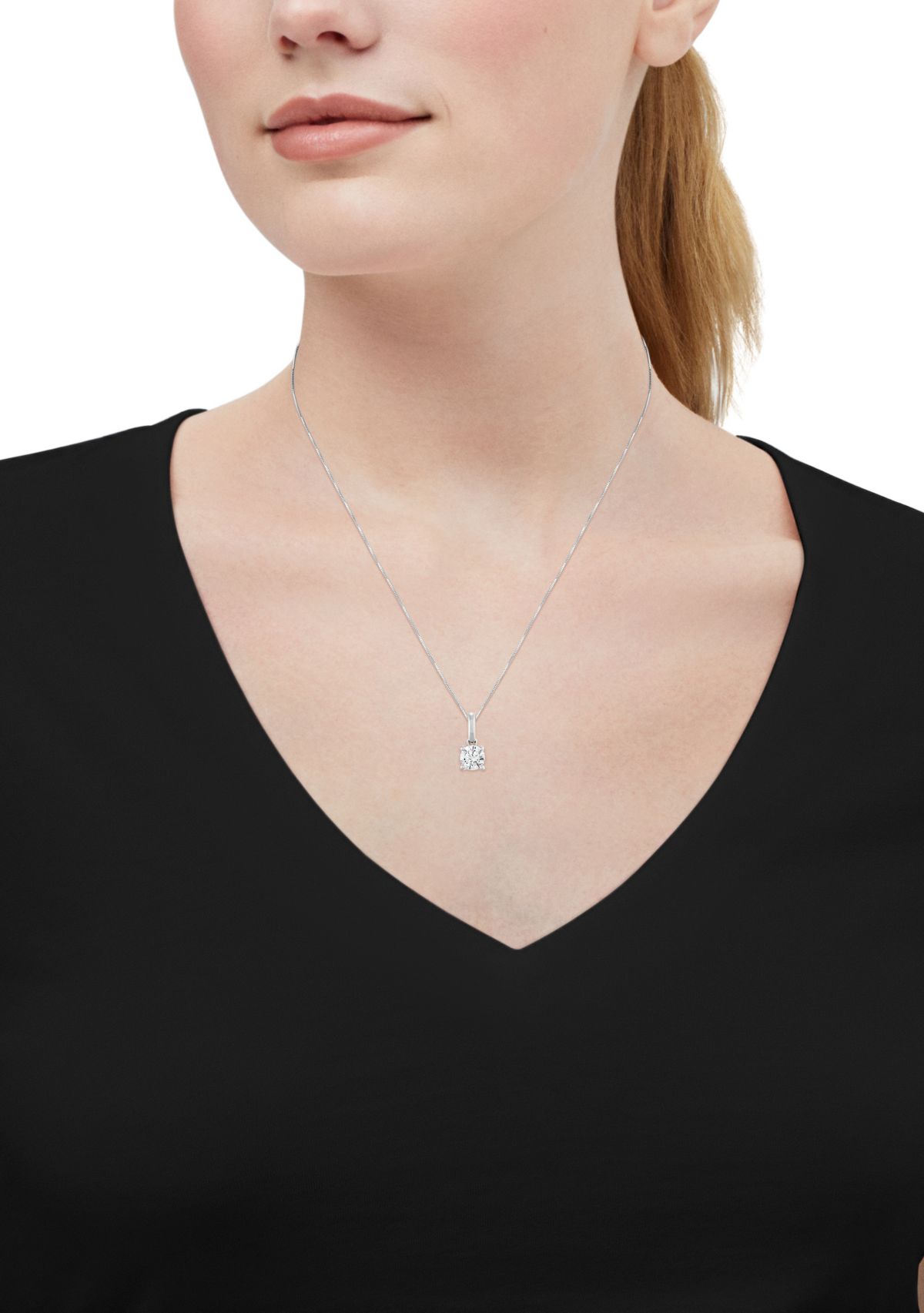  1/2 ct. t.w. Lab Grown Diamond Pendant with 18" Box Chain in 14K Yellow Gold