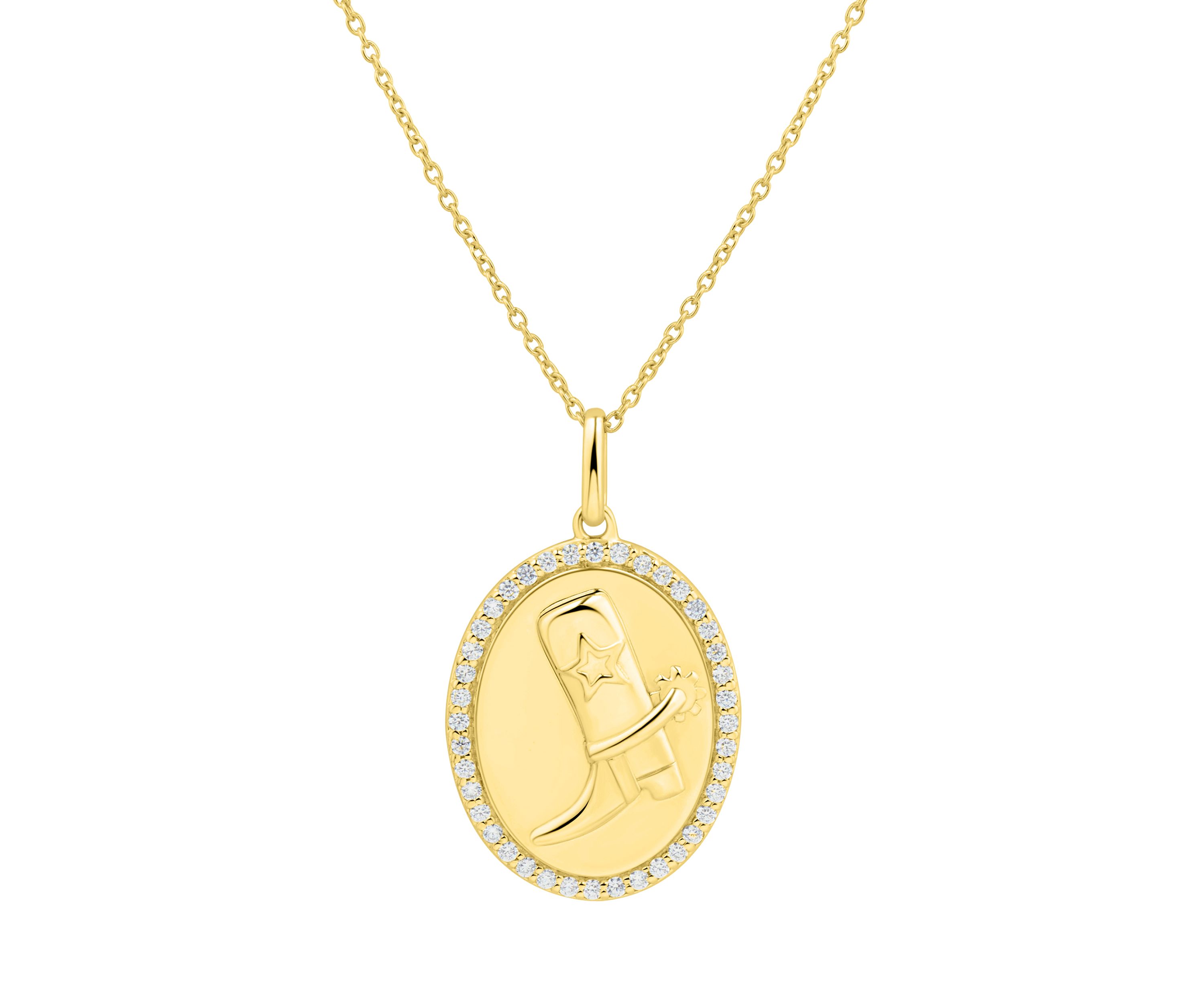 1/5 ct. t.w. Diamond Cowboy Pendant Necklace with 18" Cable Chain in Gold Plated Metal
