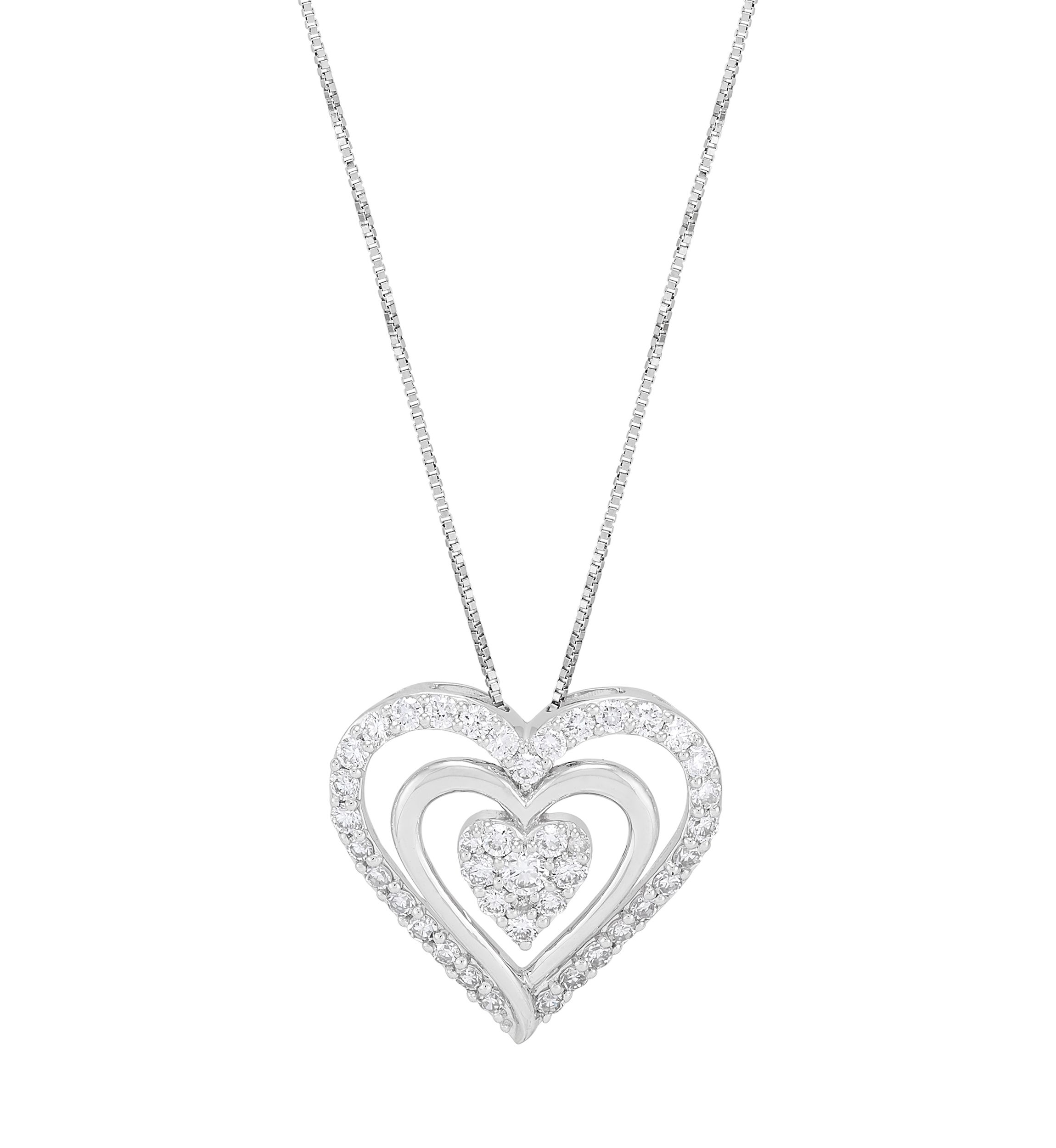  1/2 ct. t.w. Lab Grown Diamond Pendant with 18" Box Chain in Sterling Silver