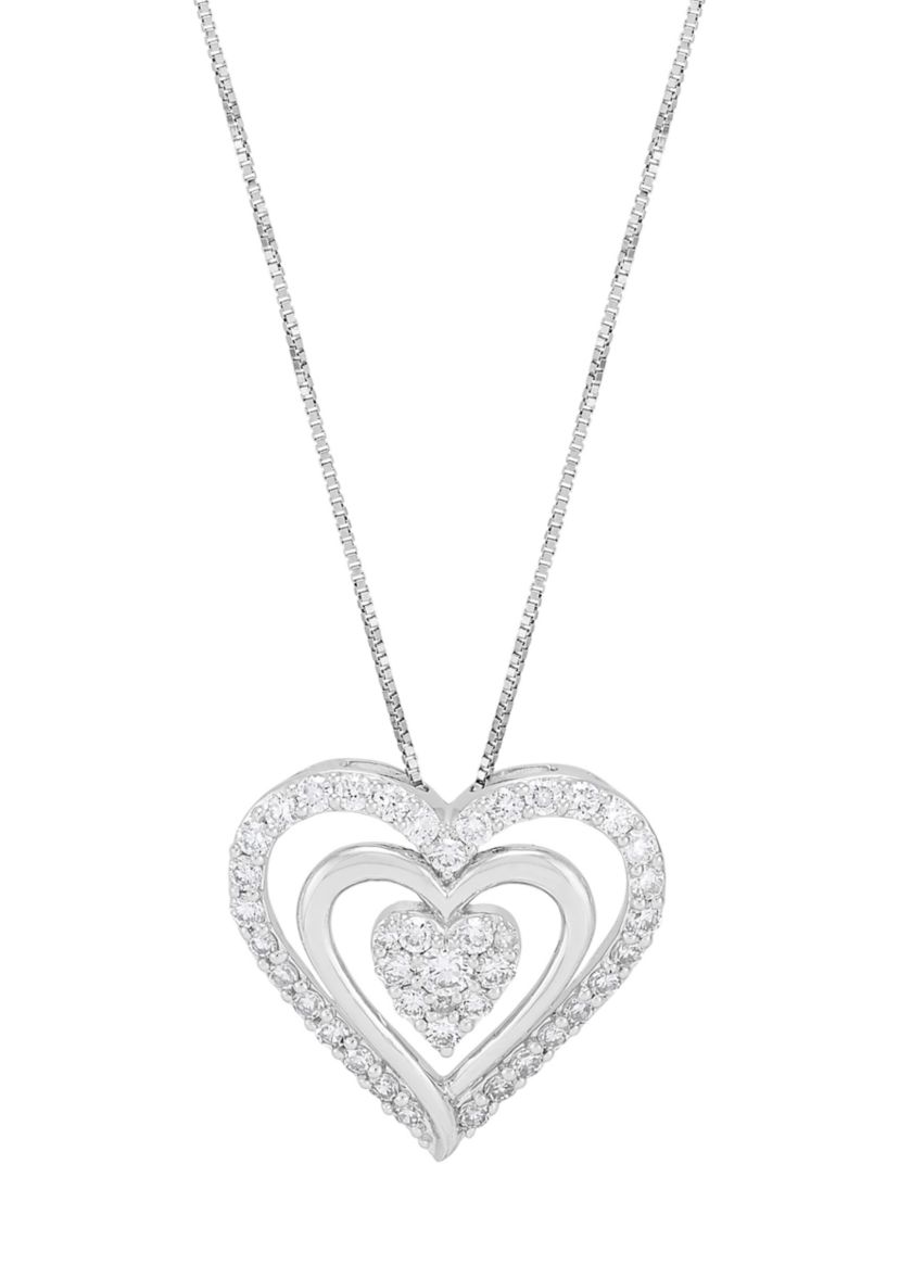 1/2 ct. t.w. Lab Grown Diamond Pendant with 18" Box Chain in Sterling Silver