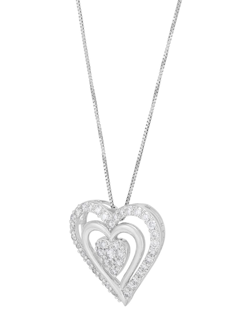  1/2 ct. t.w. Lab Grown Diamond Pendant with 18" Box Chain in Sterling Silver