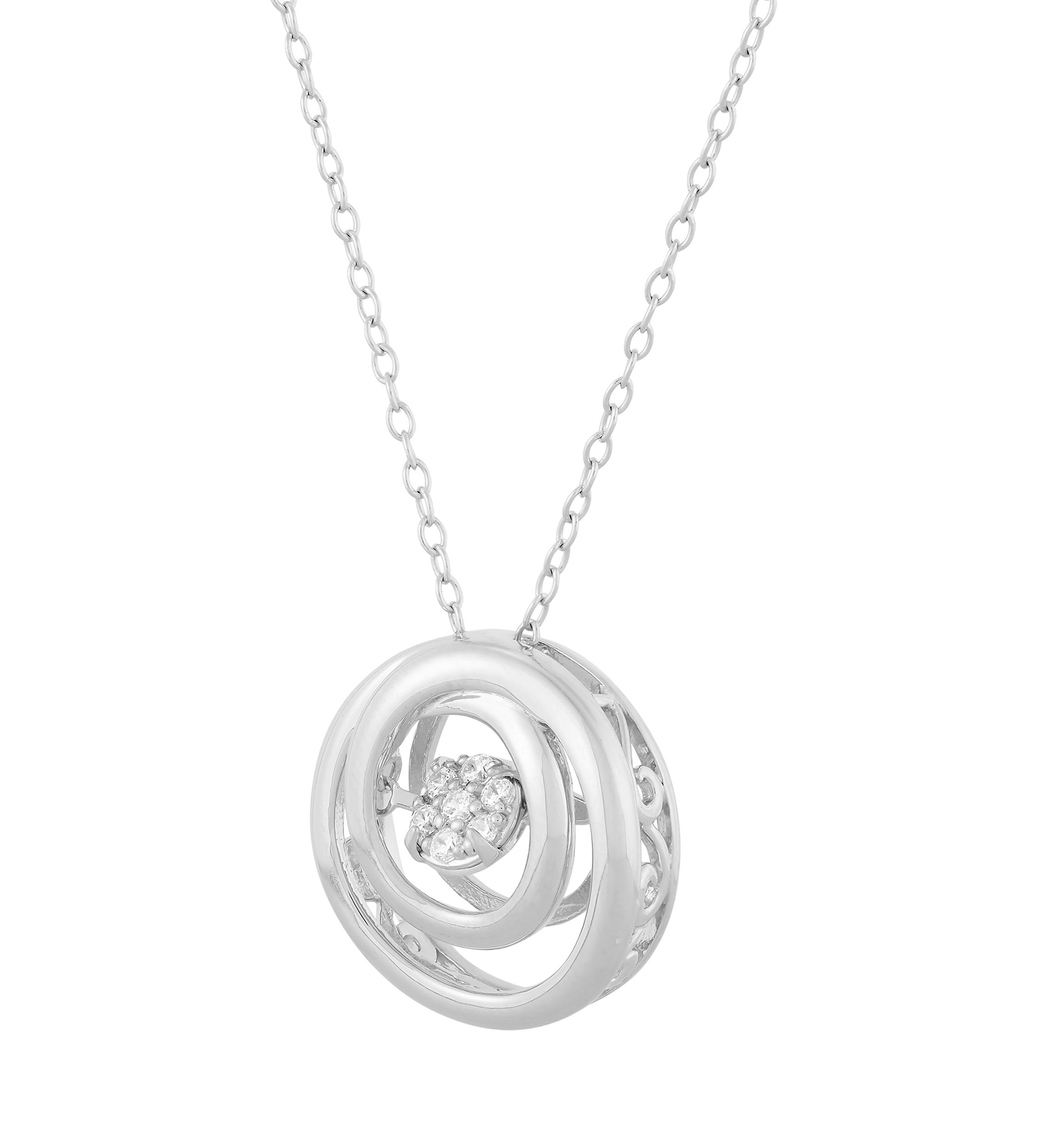 1/10 ct. t.w. Lab Created Diamond Pendant Necklace with 18" Cable Chain in Sterling Silver