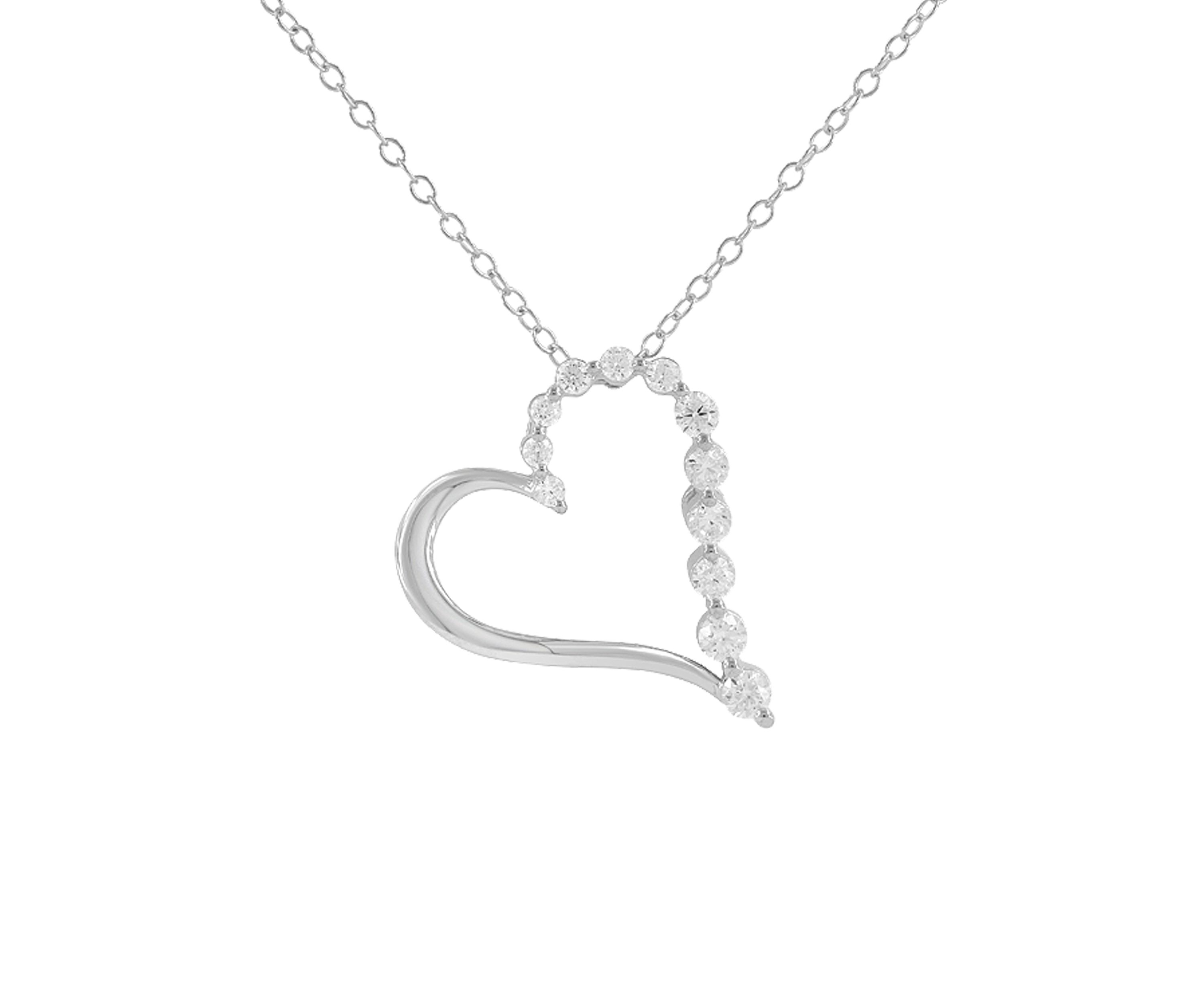 1/2 ct. t.w. Lab Grown Diamond Heart Pendant 18 Necklace in Sterling Silver
