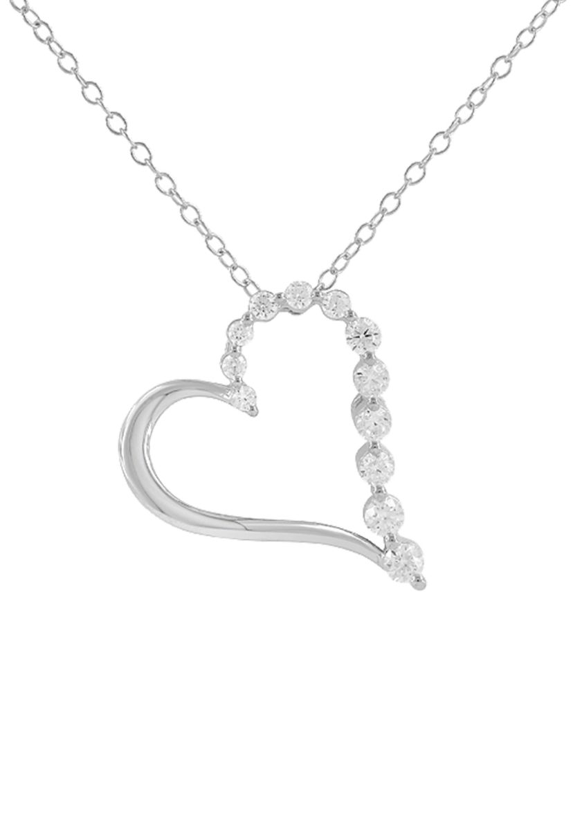 1/2 ct. t.w. Lab Grown Diamond Heart Pendant 18 Necklace in Sterling Silver