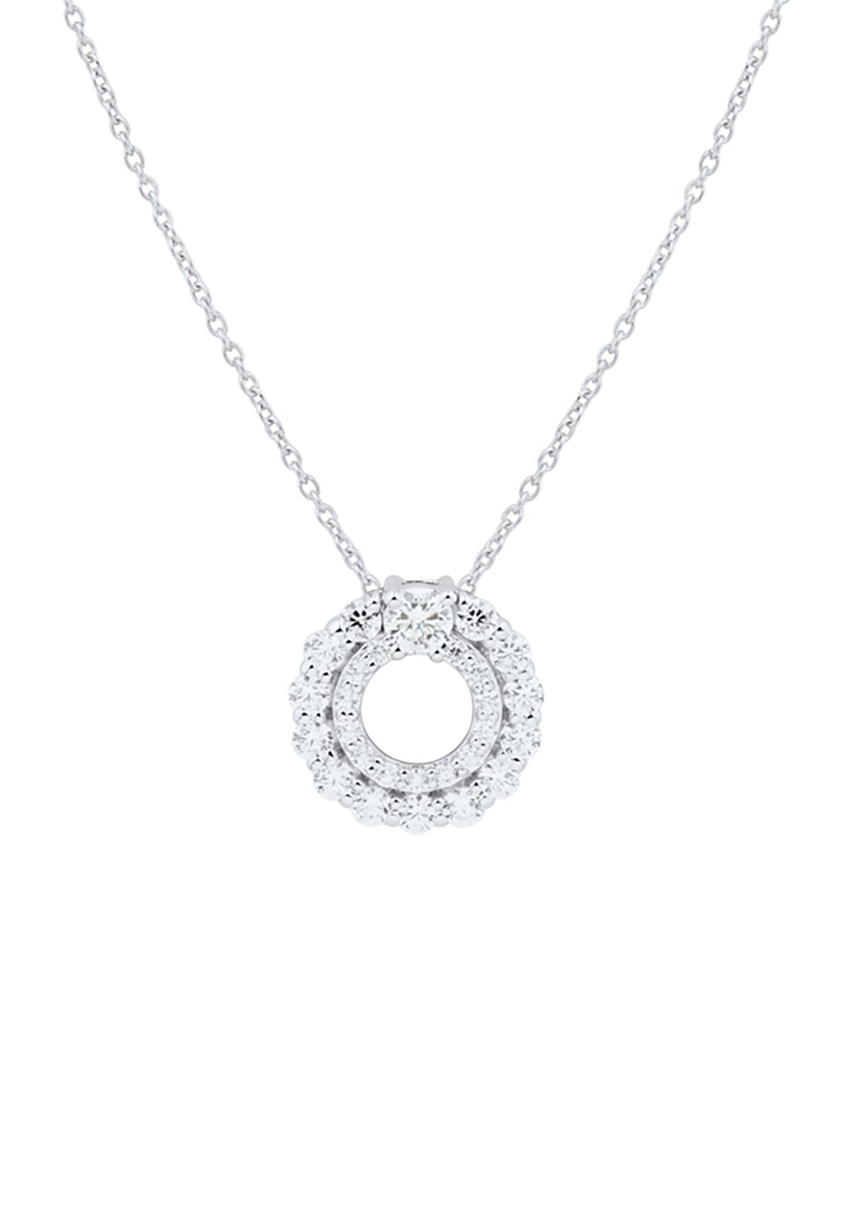 1/2 ct. t.w. Lab Grown Diamond Circle Pendant Necklace with 18 Cable Chain Sterling Silver