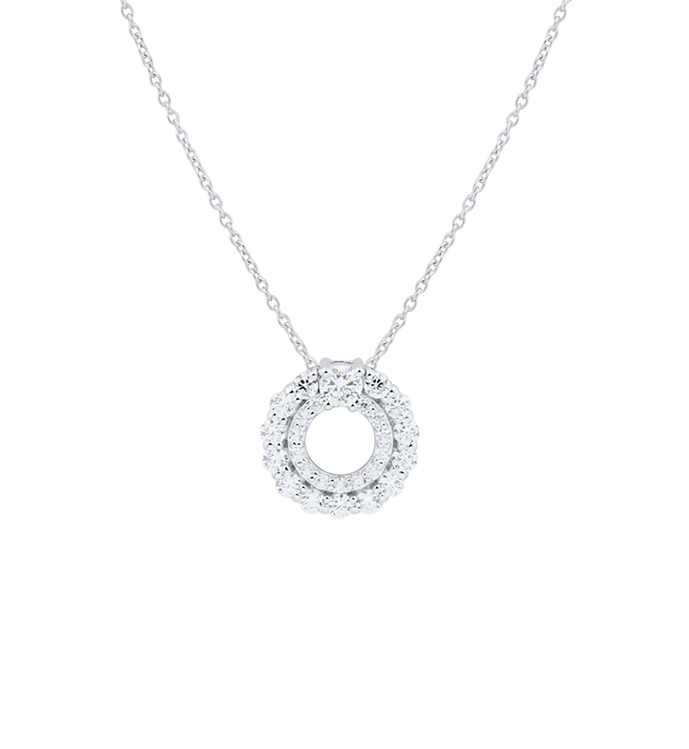 1/2 ct. t.w. Lab Grown Diamond Circle Pendant Necklace with 18 Cable Chain Sterling Silver
